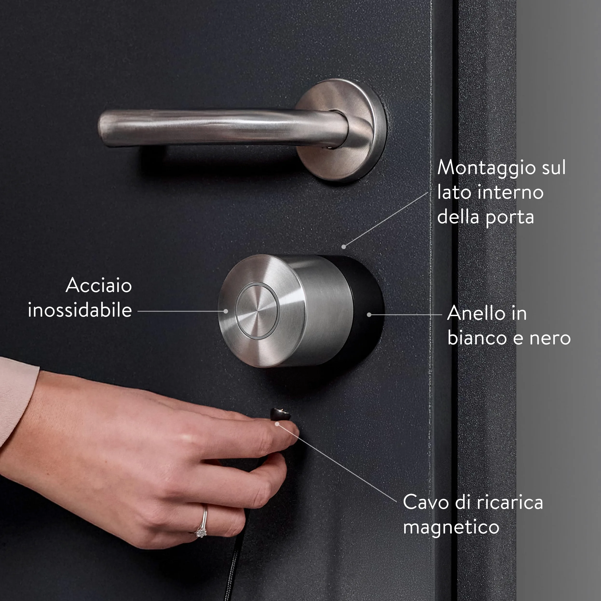 Nuki Smart Lock Pro con Bluetooth, Wi-Fi & Matter, Integrazione in Smart Home, Serratura elettronica per chiusura remota, installazione retrofit senza sostituzione del cilindro