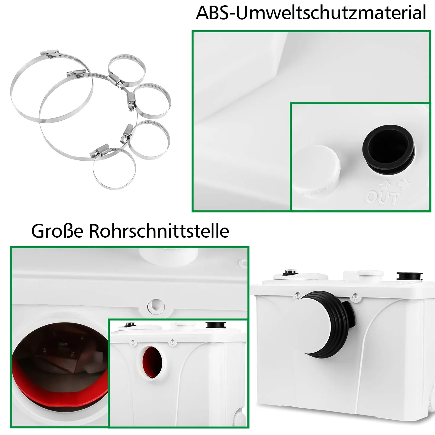 Eulenke Pompe per Fognature Sanitarie 700 W, 190 l/min, a basso rumore (39 dB), possono essere installate in lavabo, WC, docce, ecc