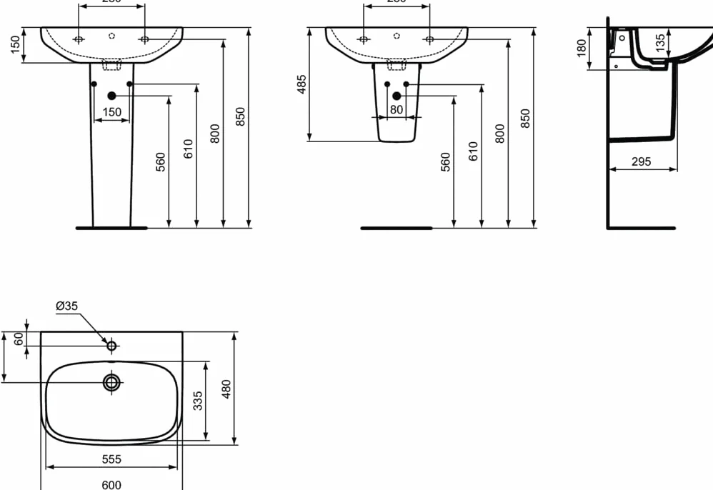Ideal Standard I.Life A Lavabo da 600mm monoforo - Bianco