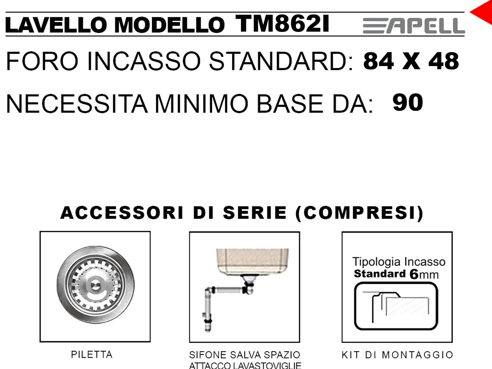 Apell TM862IPC ATMOSFERA 2 Vasche 86x50 Lavello Inox