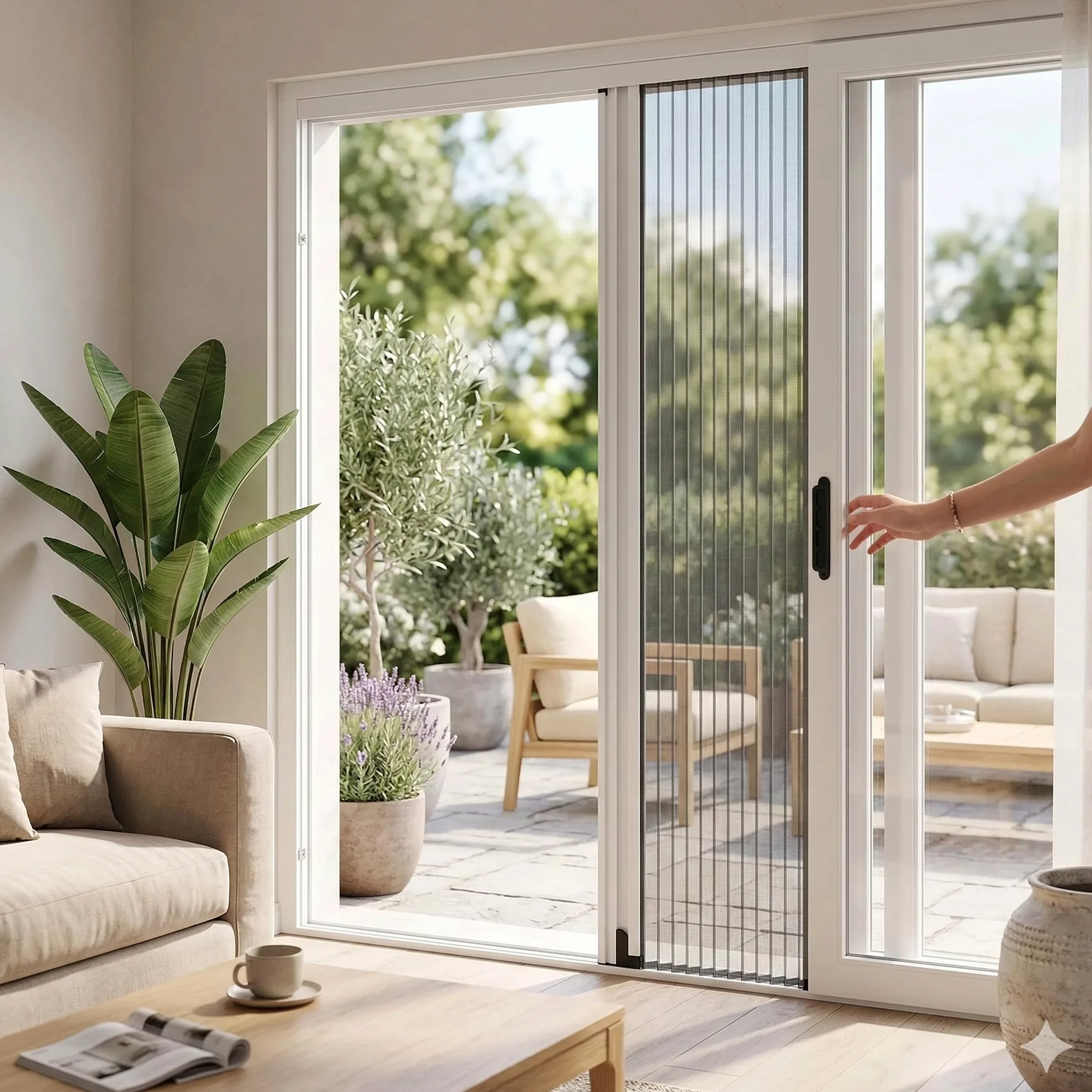 Zanzariera Plissettata Porta Finestra 120x240 cm diversi colori (Bianco)
