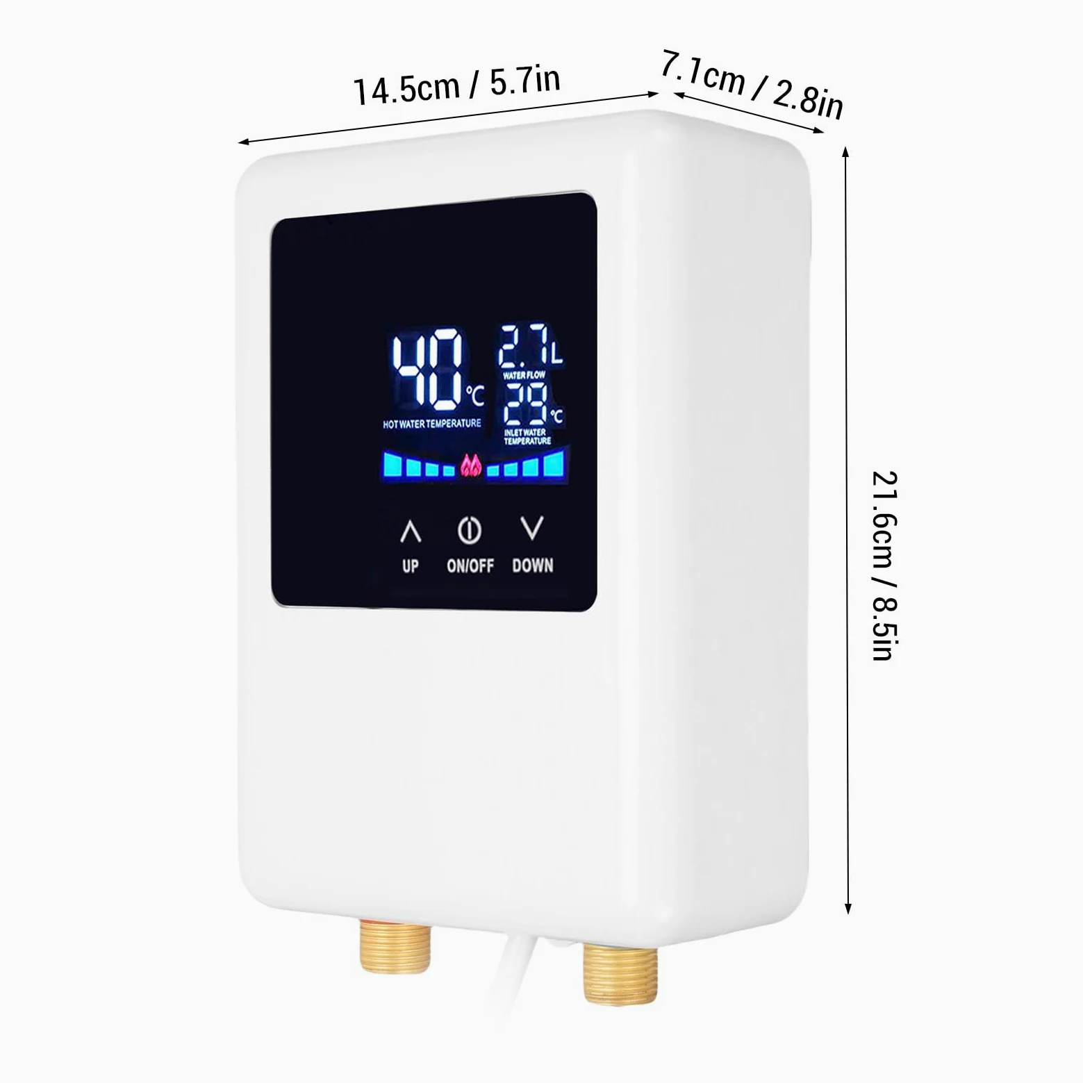 Scallo Idrico Senza Serbatoio, Scaldabagno Istantaneo Elettrico 3000W con Schermo LCD, Sotto la Parete del Lavandino, Riscaldatori Termostati di Conversione di Frequenza per (EU)