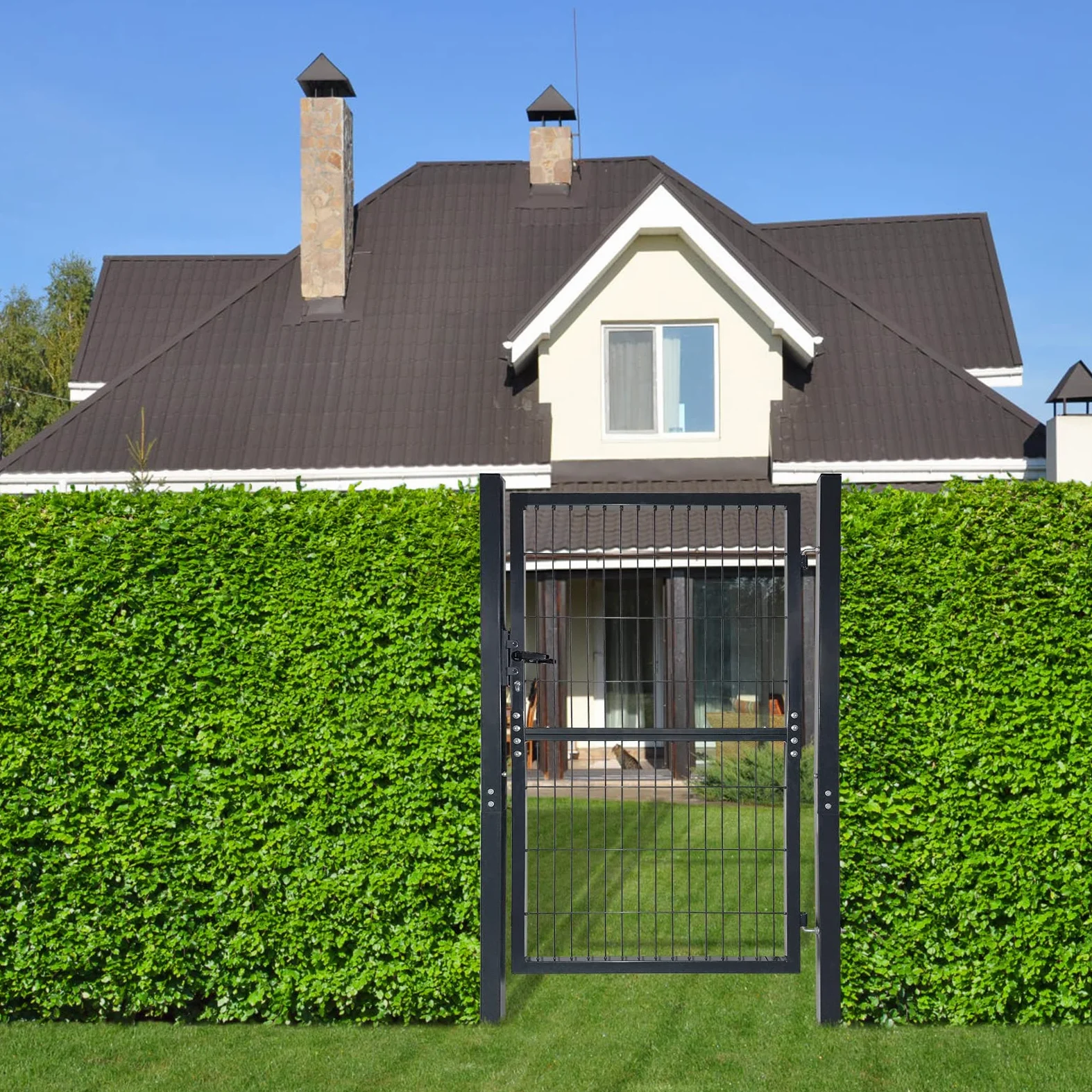 HENGMEI Porta da Giardino 150 x 100 cm, per Cortile e Recinzione (Antracite)