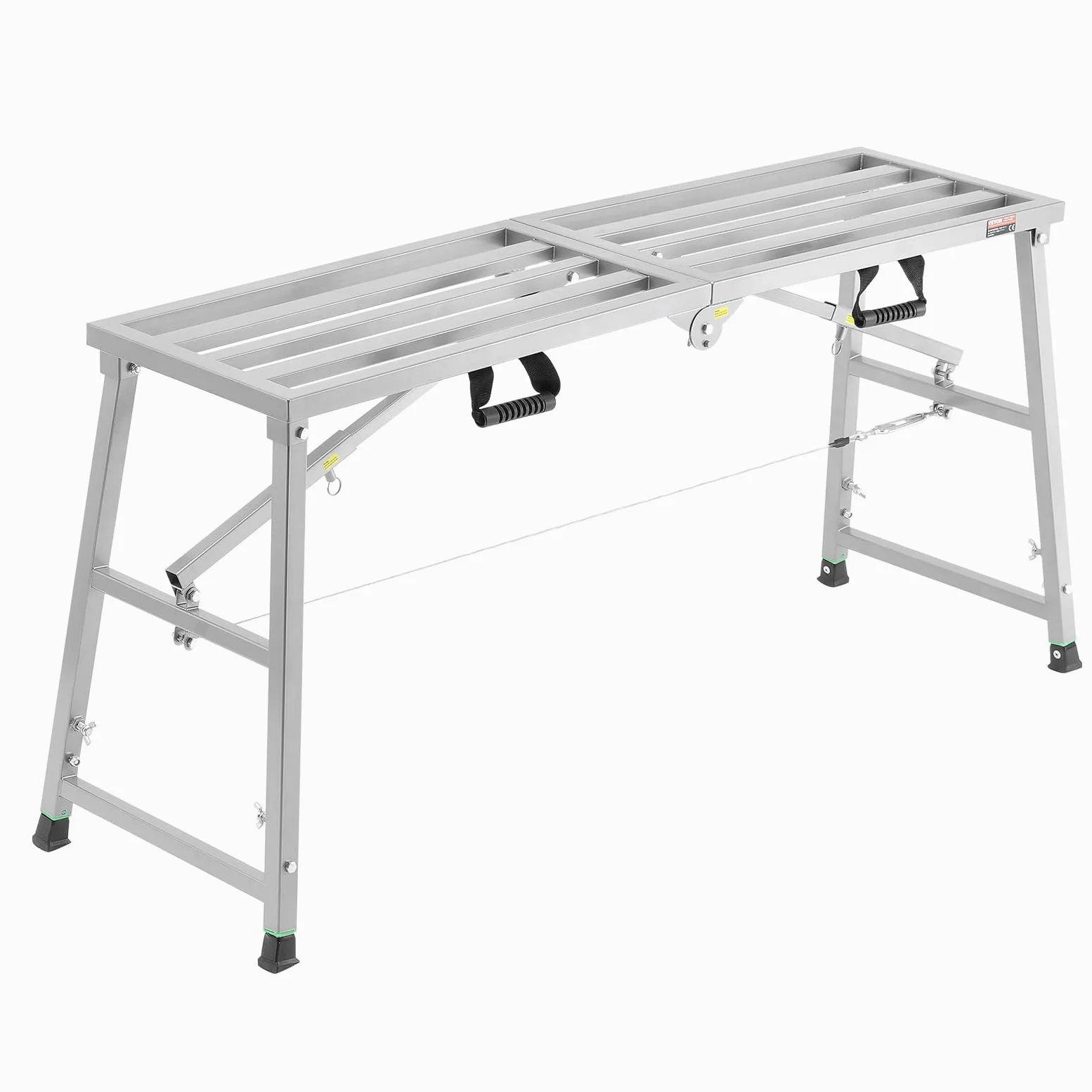 VEVOR Piattaforma di Lavoro, Altezza Regolabile a 4 Marce 1150 mm, Scala Pieghevole in Lega di Acciaio, Piattaforma per Ponteggi Capacità 360 kg, Piedini in Gomma Antiscivolo, per Pulizia Lavaggio