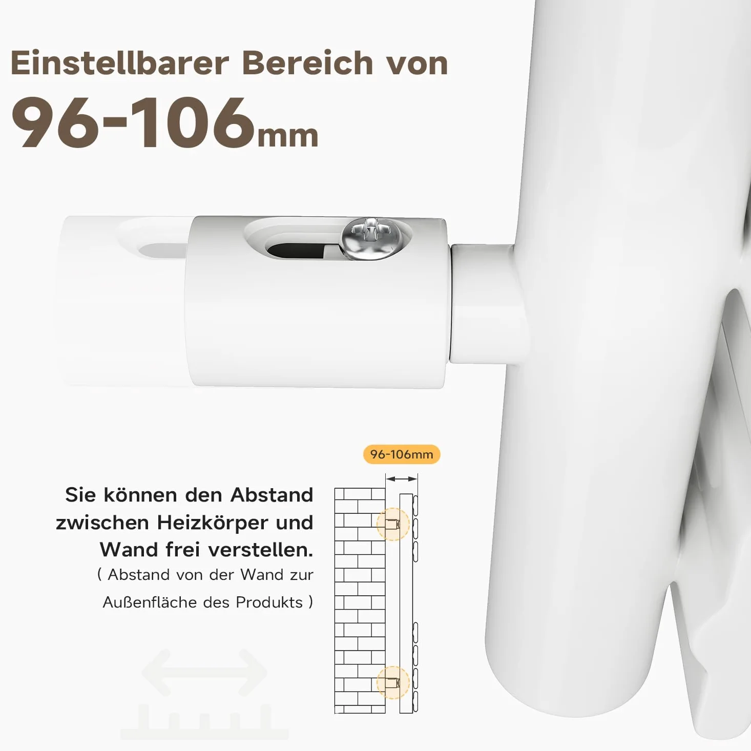 SONNI Scaldasalviette elettrico da bagno, 1000 x 500 mm, bianco, con barra riscaldante WiFi, 600 Watt, piatto, scaldasalviette elettrico, con elemento riscaldante intelligente per radiatori da bagno