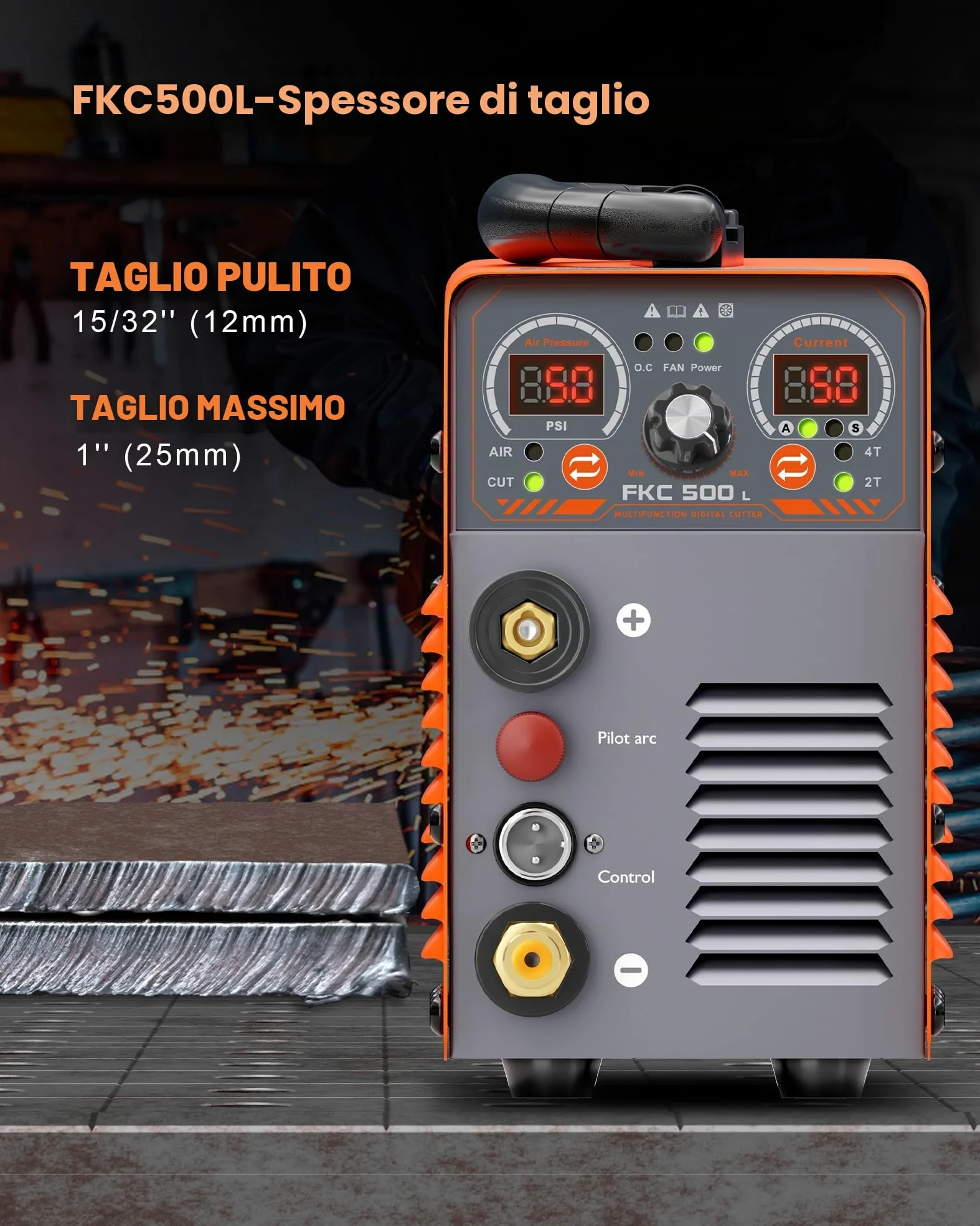 FEIFANKE 230V 50A Taglio Plasma Torcia Da Taglio A Bassa Frequenza IGBT 2T/4T Senza Contatto con Blow Back per Il Taglio Di Acciaio Inox Alluminio E Rame Spessore Massimo Di Taglio 25mm