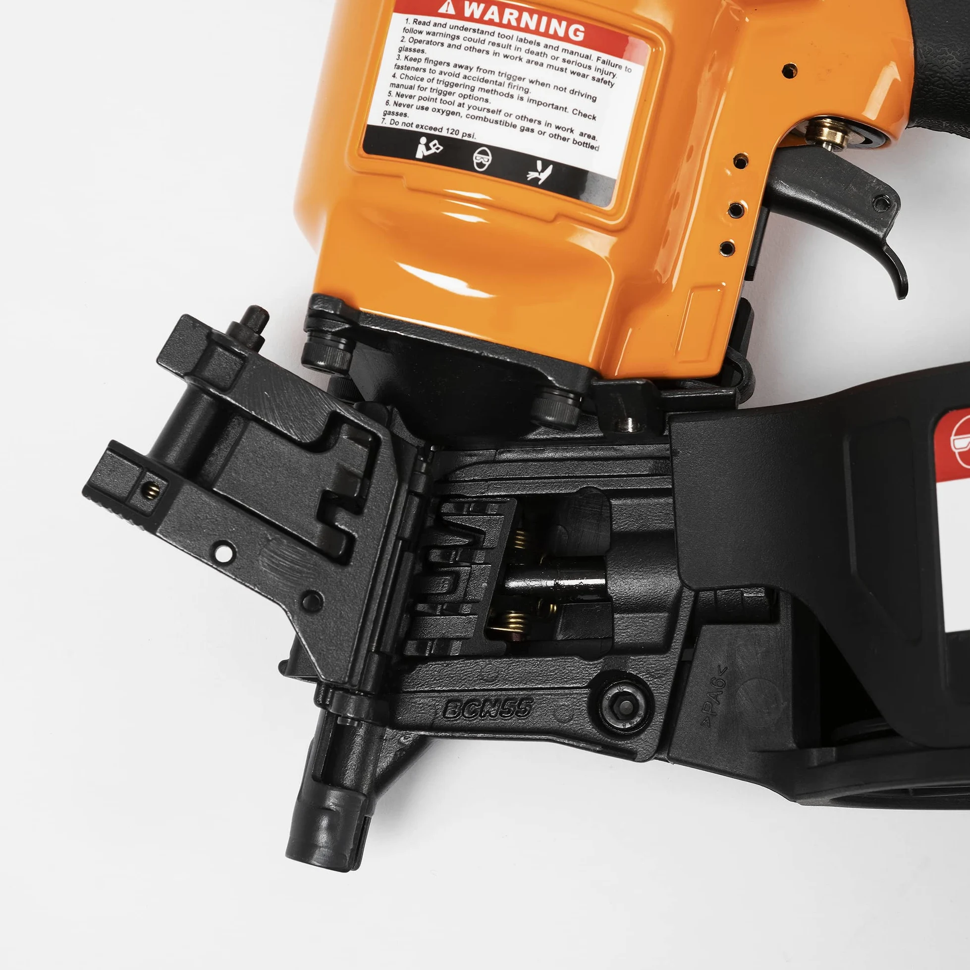 CN55 Chiodatrice pneumatica a bobina, pistola per chiodi a bobina da 1 pollice a 2-1/4 di pollice a 15 gradi Chiodatrice per recinzioni a tiro rapido Chiodatrice pneumatica per cornici a bobina