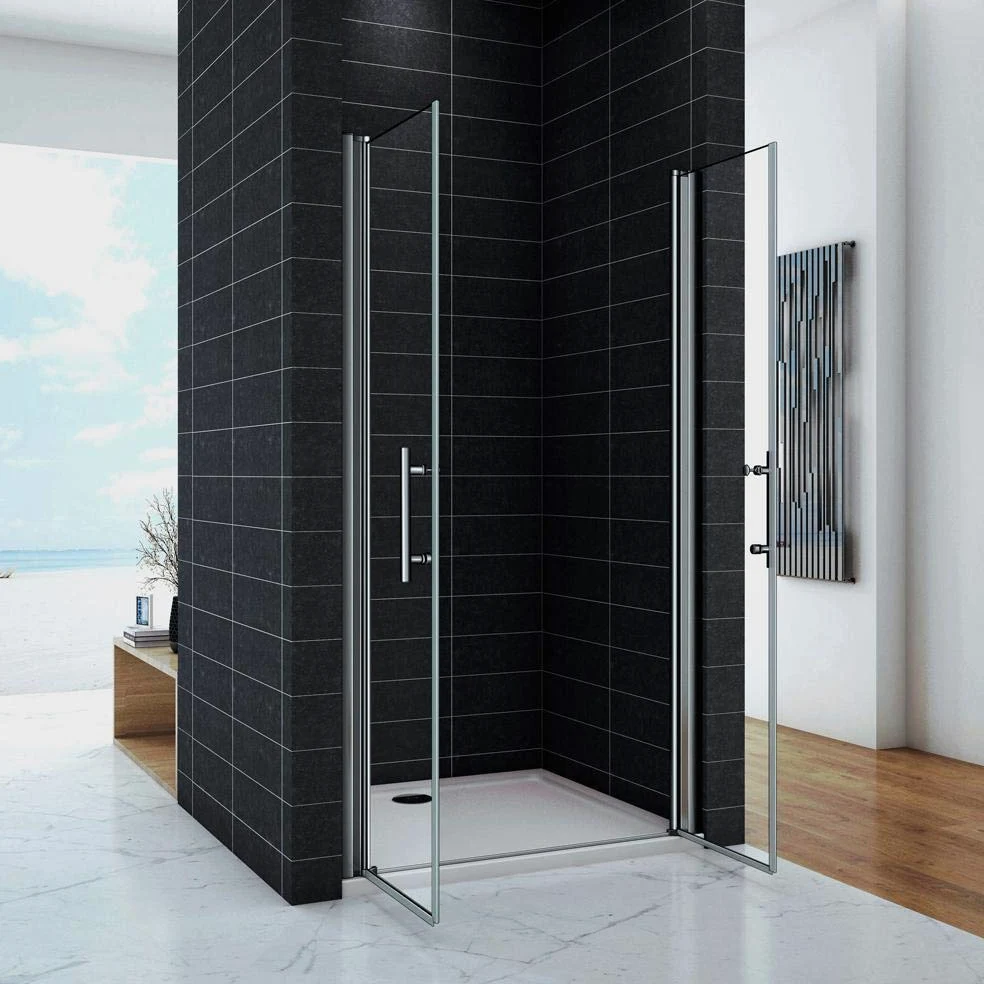Porta Per Nicchia box doccia 75x195 cm 2 Ante Apertura Saloon In Vetro Temperato Trasparente 6mm Anticalcare