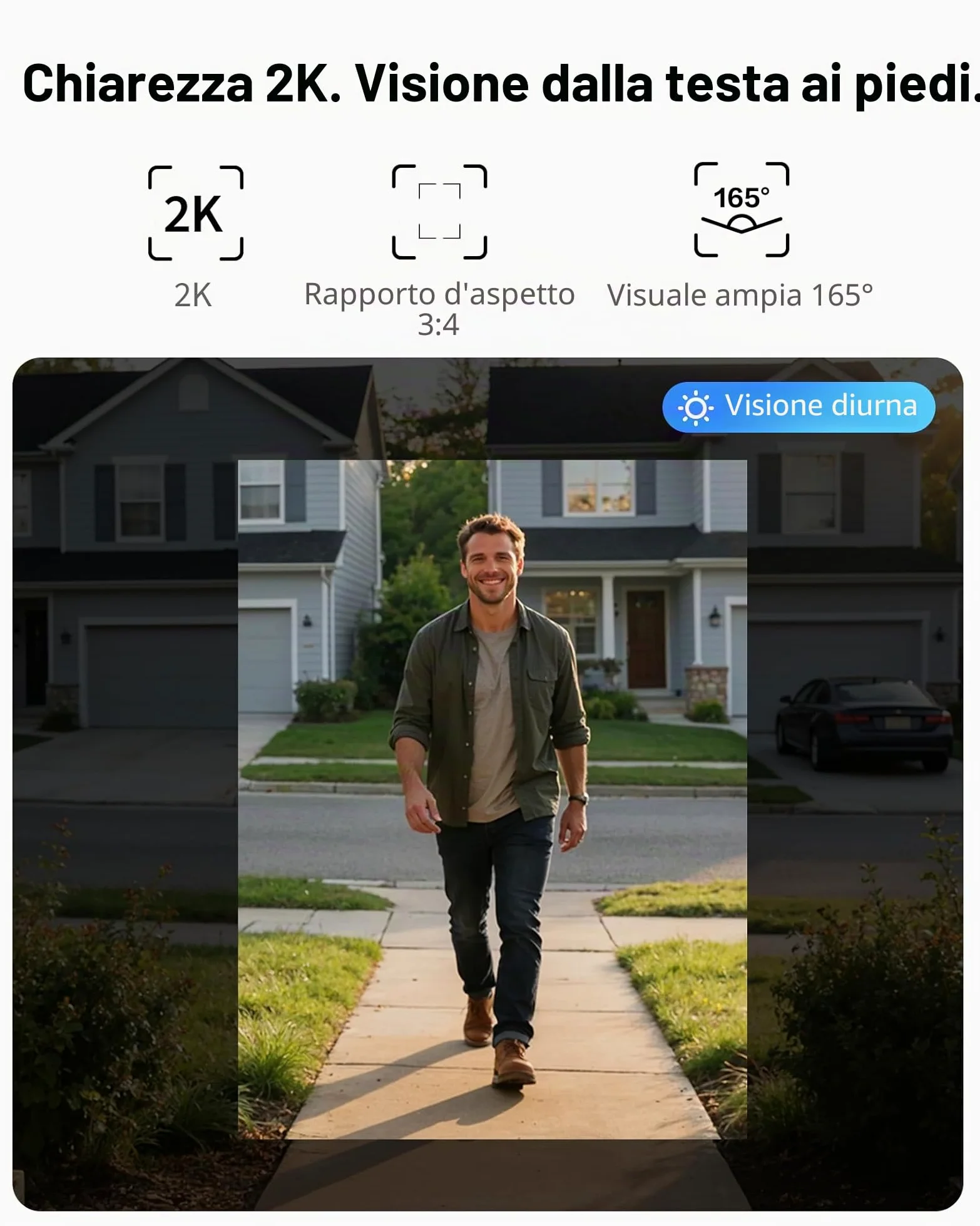 Aqara 2K Video Campanello G400 con Suoneria, Cablato/PoE, HomeKit Secure Video, Audio Bidirezionale, Wi-Fi 6 2,4/5GHz, Supporto Alexa/Google/SmartThings, Rilevamento Locale & Registrazione 24/7, IP65