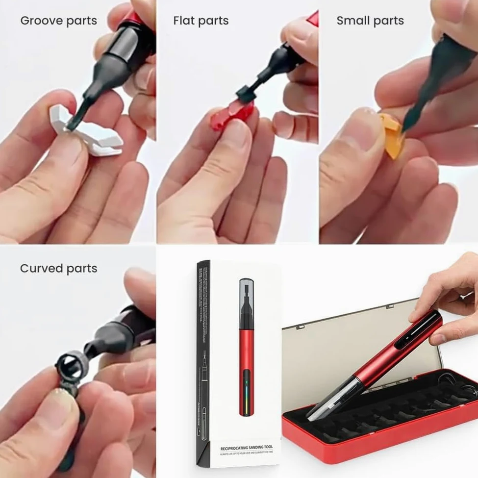 momend Levigatrice, Mini Levigatrice, Penna Abrasiva Elettrica con Ricarica USB con Testa di Levigatura da 8 Pezzi e Carta Vetrata Autoadesiva Durevole Facile da Installare Facile da Usare