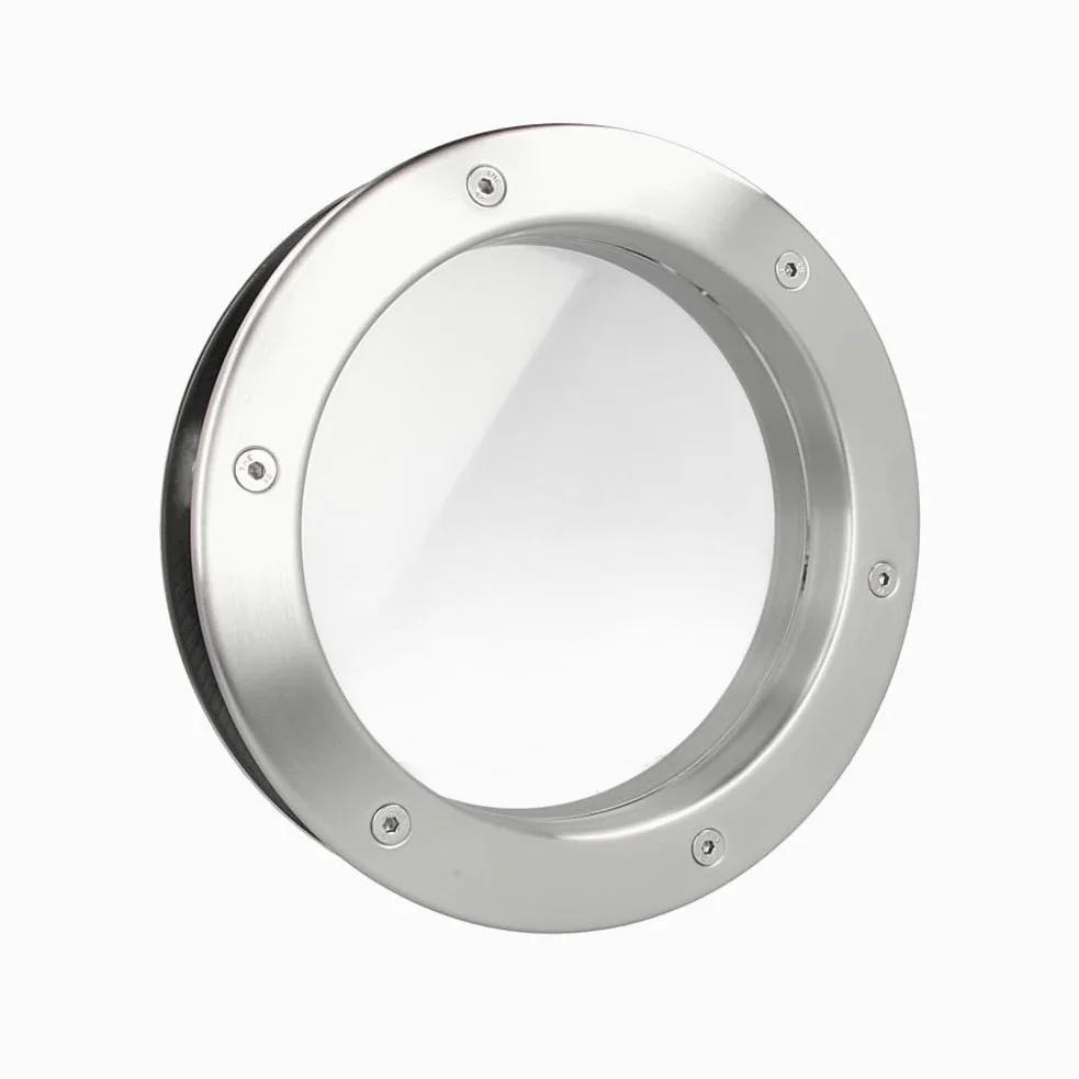 MLS Oblò B4000, Oblò per Porte, in Acciaio Inox, Vetro di Sicurezza, Adatto ha Porte di Spessore 40 mm, Viti di Fissaggio Visibili su Entrambi i Lati, Diametro 400 mm, Vetro Trasparente