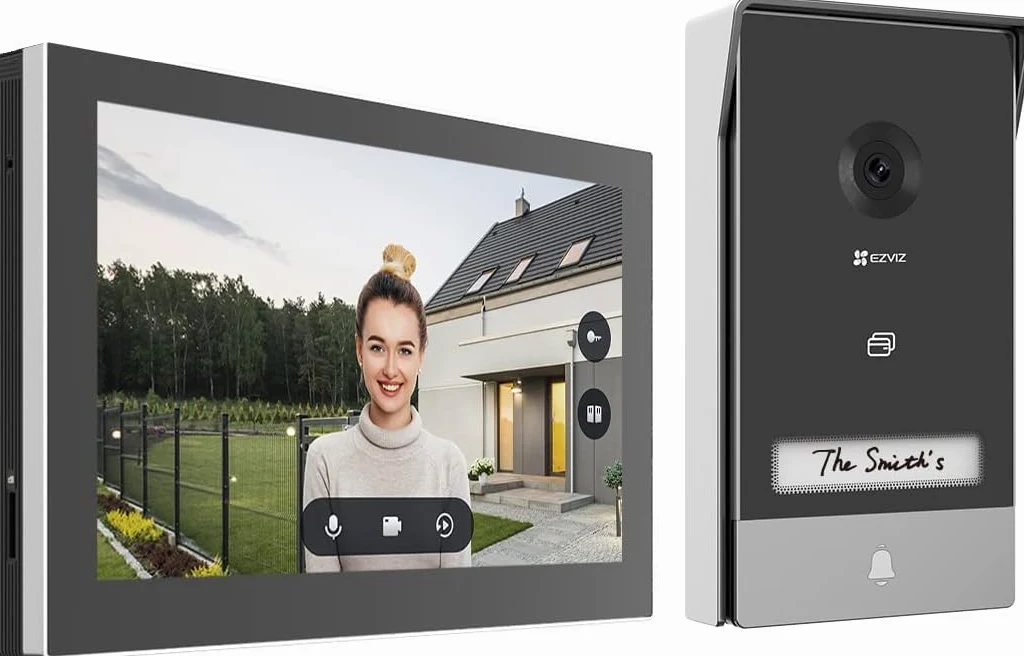 EZVIZ HP7 2K Videocitofono Collegato Videocitofono Video, Touch Screen 7", Unlock a Distanza, Controllo Accesso RFID, 2 Fili, Rilevamento Umano, Audio Bidirezionale, Visione Notturna Impermeabile WiFi