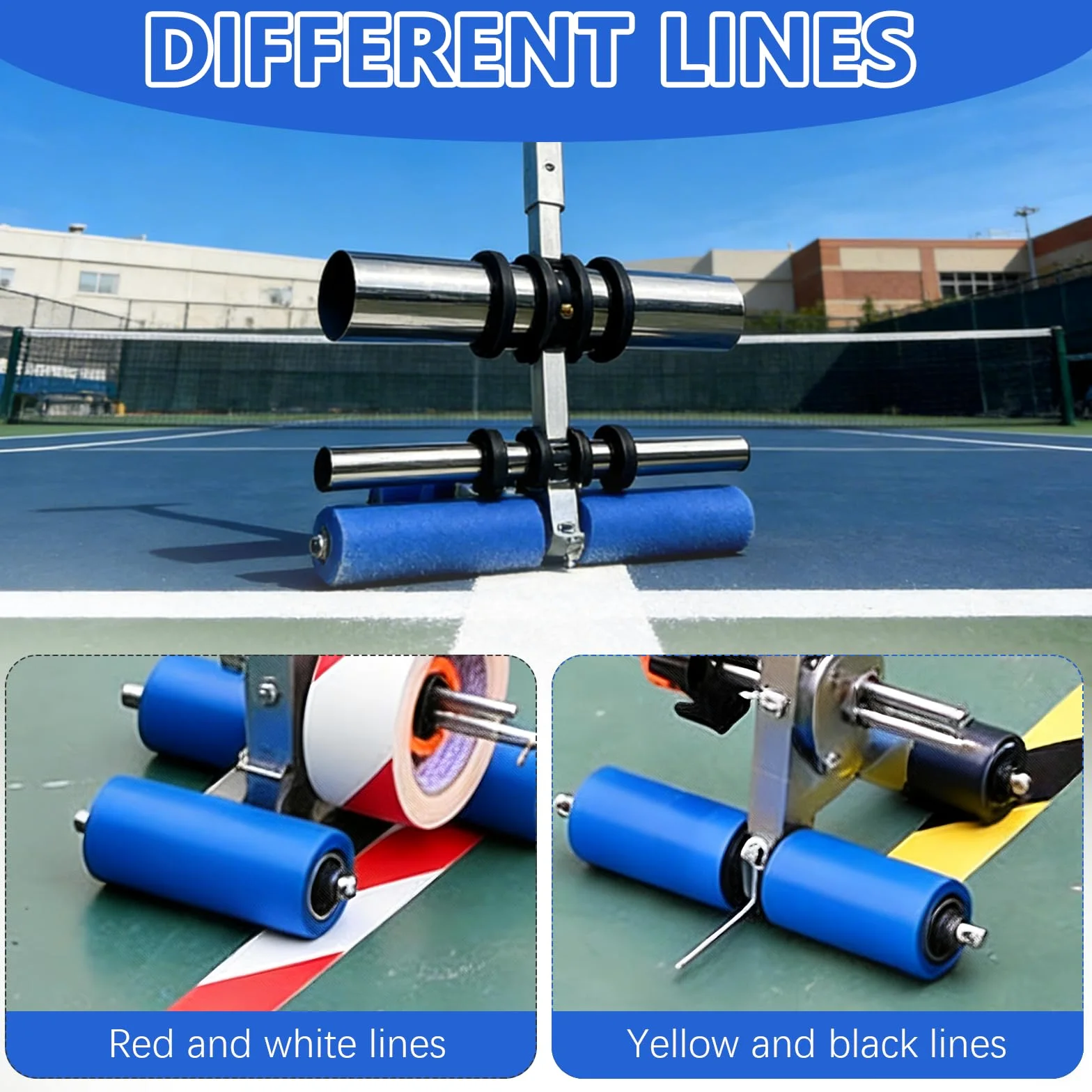 Applicatore di Nastro per Pavimenti, Macchine per Tracciare Linee di Campo da Gioco con Kit di Cerchi da Disegno Strumento Manuale per La Marcatura del Nastro Spaziatura Regolabile Marcatura Rapida