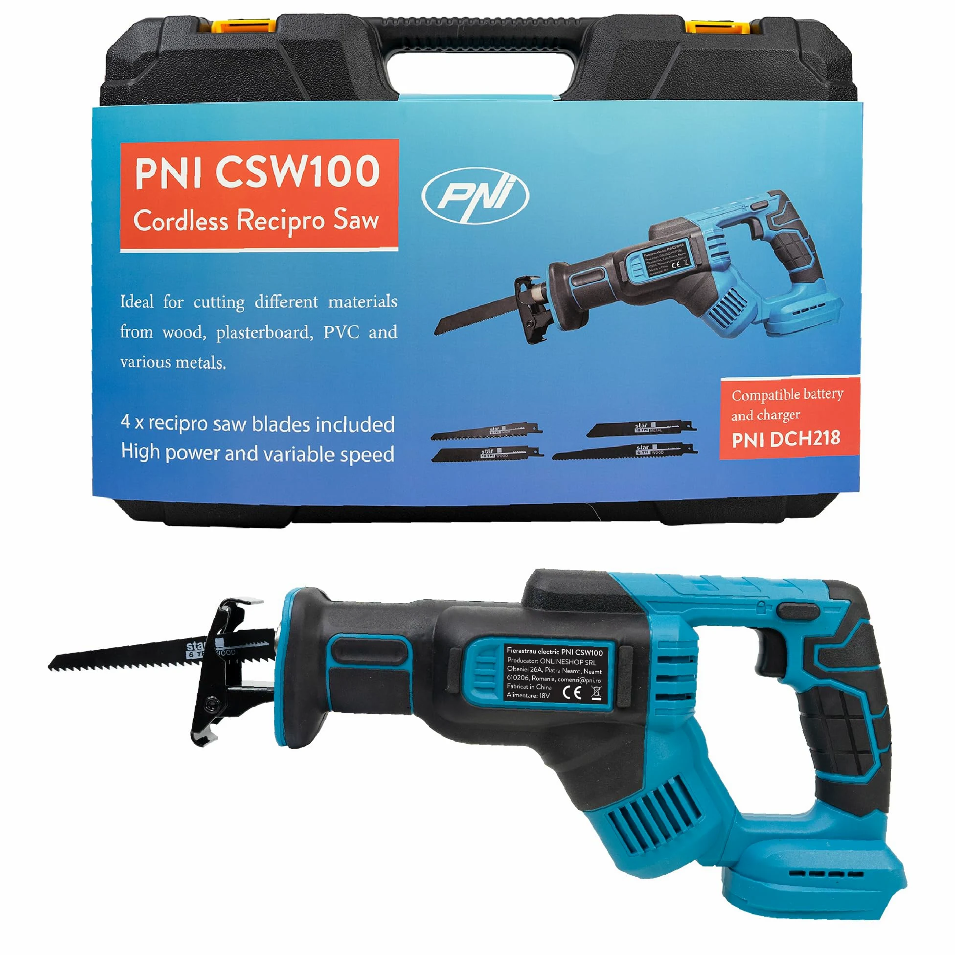 Alternativa sega elettrica PNI CSW100 senza batteria, 4 lame incluse