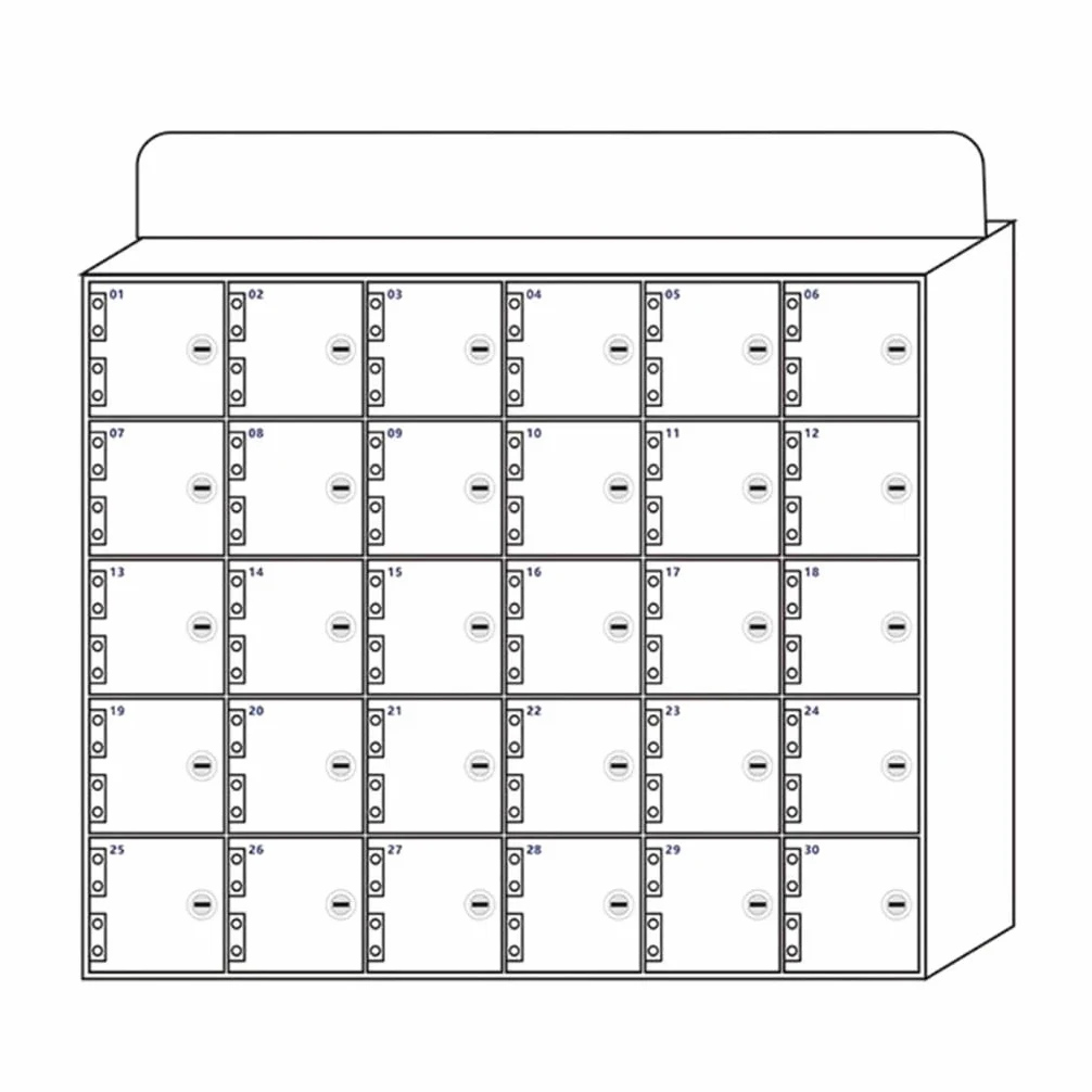 Bianco Acrilico Cellulare Locker Box con Serratura 30 Slot Chiave Serrature Porta Mobile Phone Storage Organizer