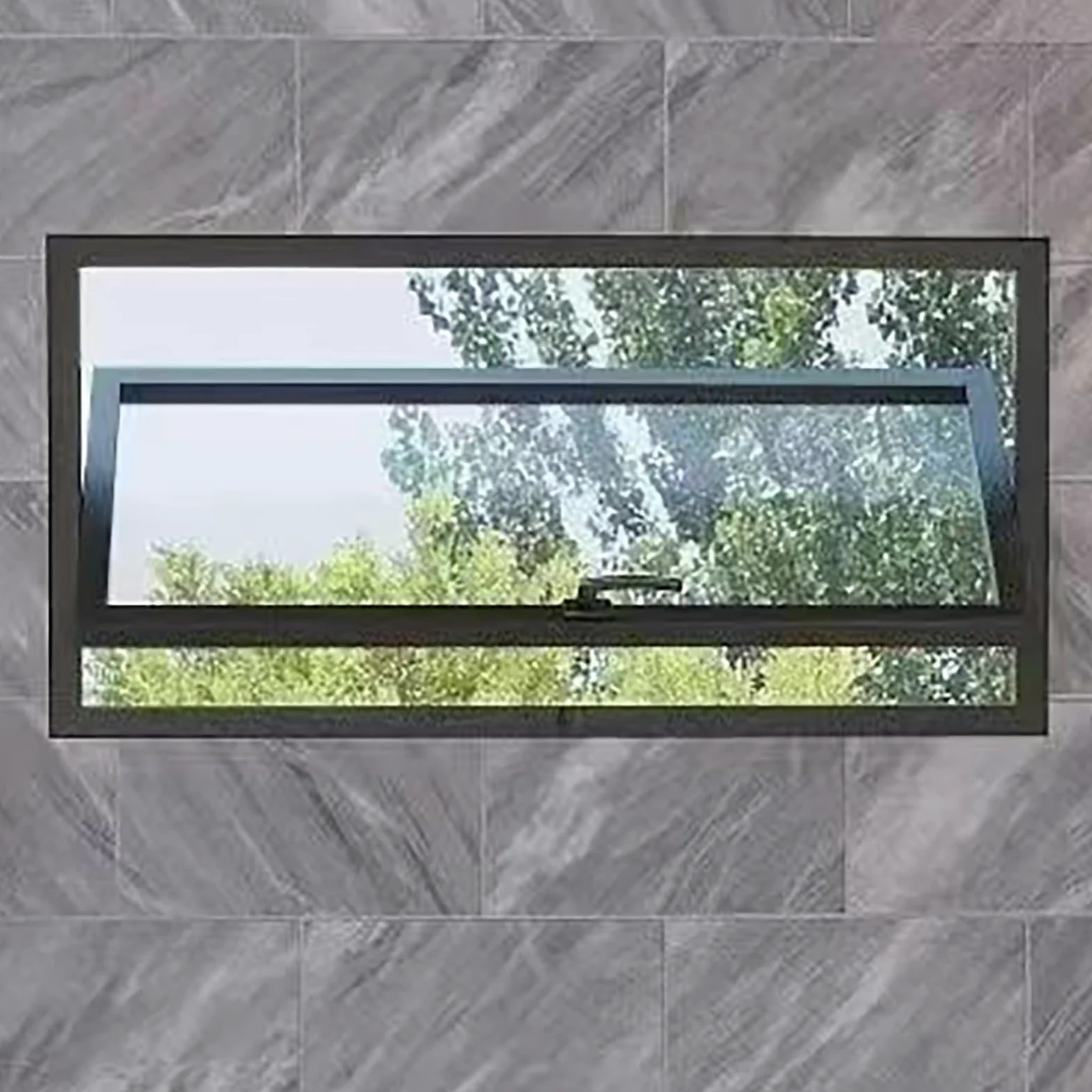 Finestra Sopraluce Nera a Strisce per Casetta, Finestra Scorrevole Decorativa, Finestra di Ventilazione in Alluminio con Blocco 360°, per Pollai, Bagni, Garage, Seminterrati Personalizzati(Black-c,L80