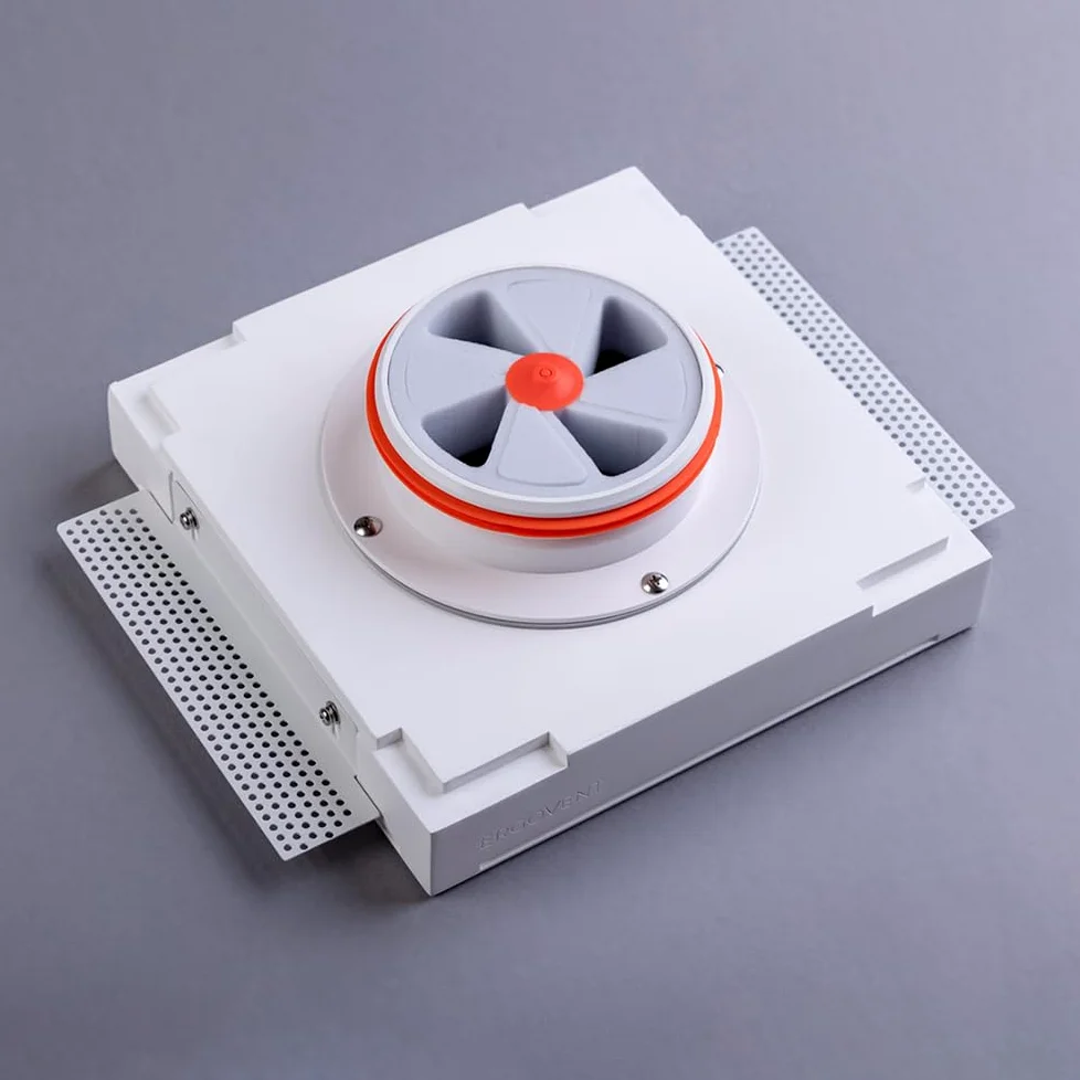 KVADRO-100 - Presa di ventilazione quadrata senza cornice - valvola a disco da 100 mm con magnete - diffusore verniciabile 4"