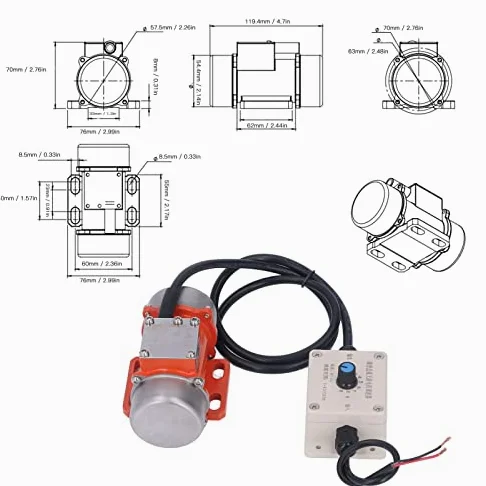 Motore Vibrante Elettrico, Eccitante 30W 4000 giri/min. Vibrazione Regolabile Senza Spazzole CC in Cemento con Regolatore di velocità
