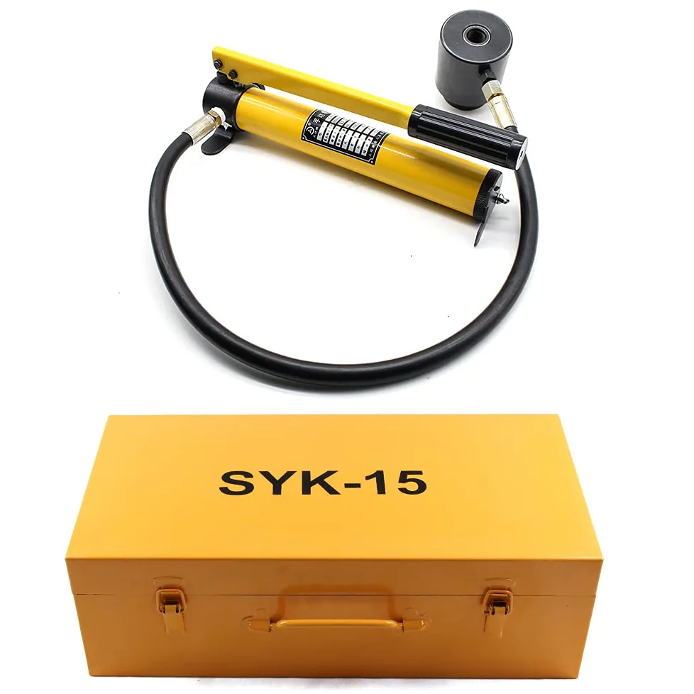 Kit di Macchinari per Punzonatura Idraulica, Punzonatrice idraulica, 15T, 10 Fori, 101 Millimeters, Alluminio, Acciaio, Plastica, Giallo, Lega di acciaio e plastica