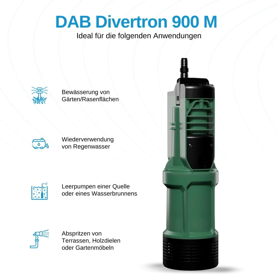 DAB DIVERTRON 900 M HP 0,75 Pompa sommersa multigirante con elettronica integrata per giardinaggio irrigazione uso domestico e residenziale