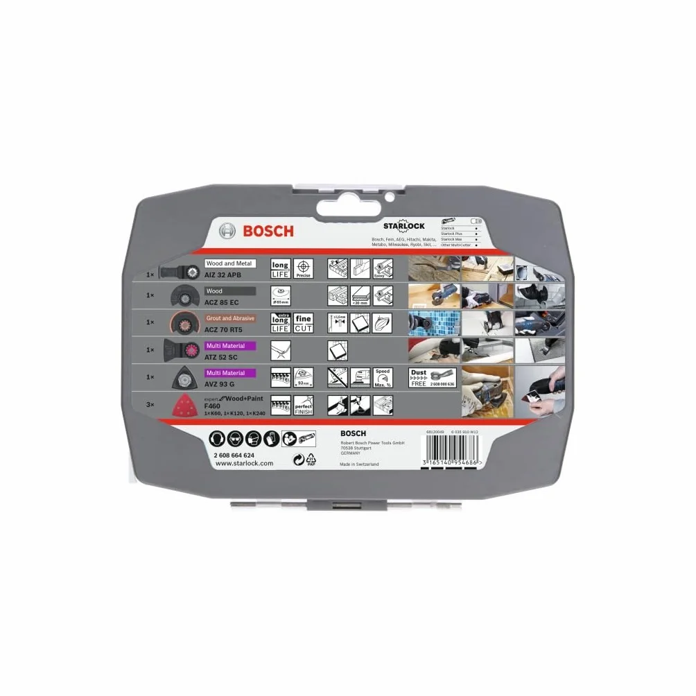 Bosch Professional 2608664624 Set Multi Starlock Per Legno, Multimaterial E Materiali Abrasivi, Accessorio Per Utensile Multifunzione, Set Di 5 Pezzi