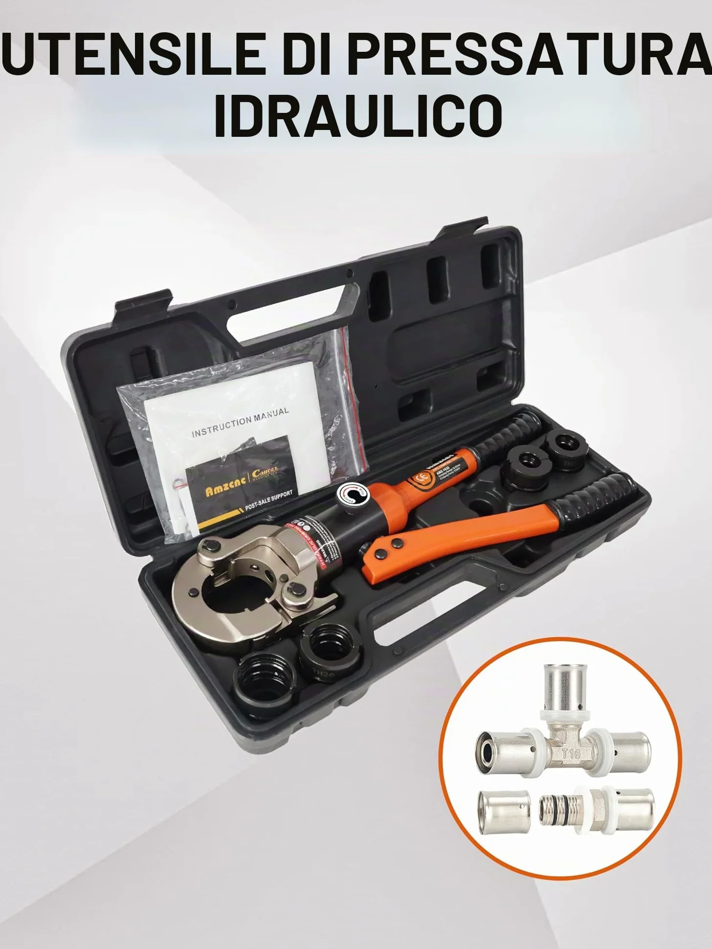Pinza Professionale per Crimpatura Tubi - Set di 4 Mascelle TH16 TH20 TH26 TH32 Adatto per tubi multistrato, tubi in alluminio-plastica e tubi in plastica.
