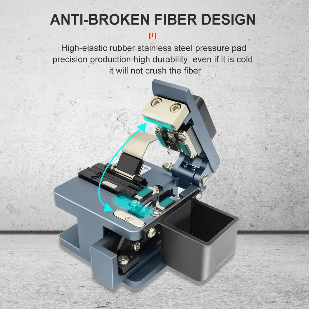 TM20 Fiber Cleaver Taglierina Fibra Ottica con 24 Punti di Cleaving da Precisione CNC Machining, Mannaia Fibra Ottica con Supporto per Fibra 3 in 1 e Materiale in Alluminio Aeronautico