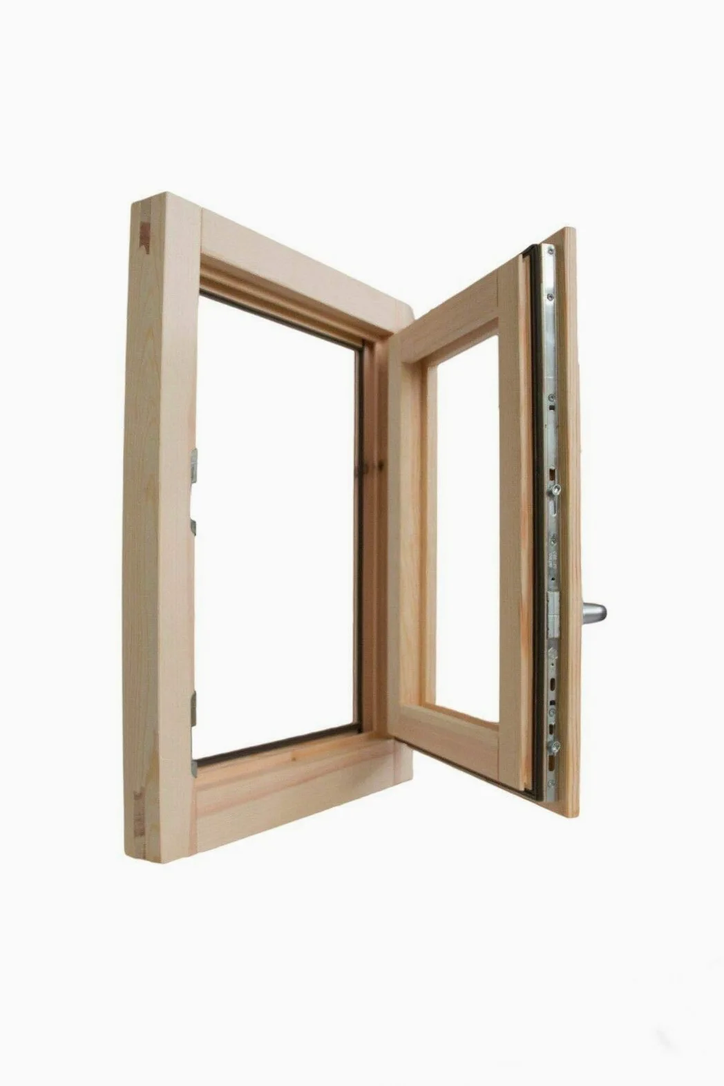 Finestra In Legno - CM L 60 x 60 H Battente - Trattata con Impregnante Preservante Naturale - Legno Lamellare - Doppio Vetro - Maniglia