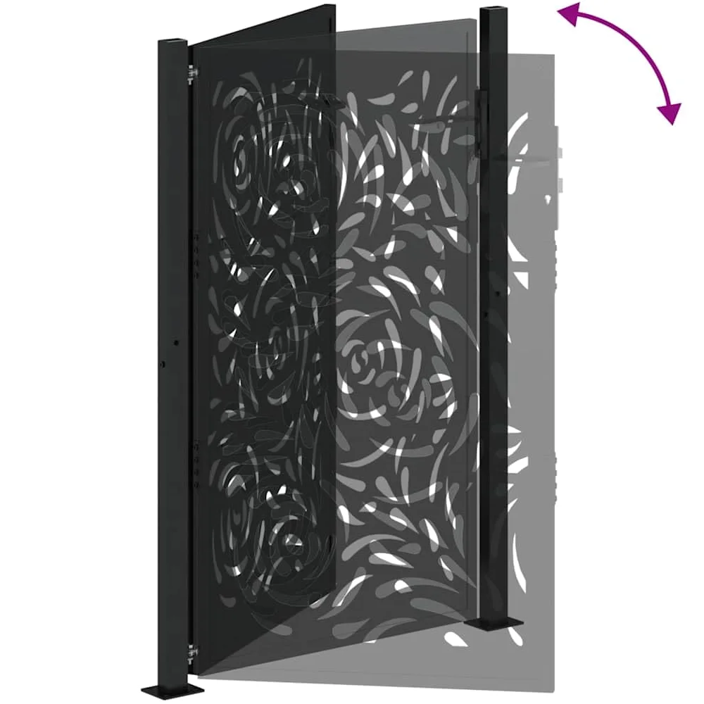 vidaXL Cancello Giardino Nero 100x150 cm in Acciaio Design a Fiamma, cancello della Recinzione, cancello Esterno, cancello del Metallo