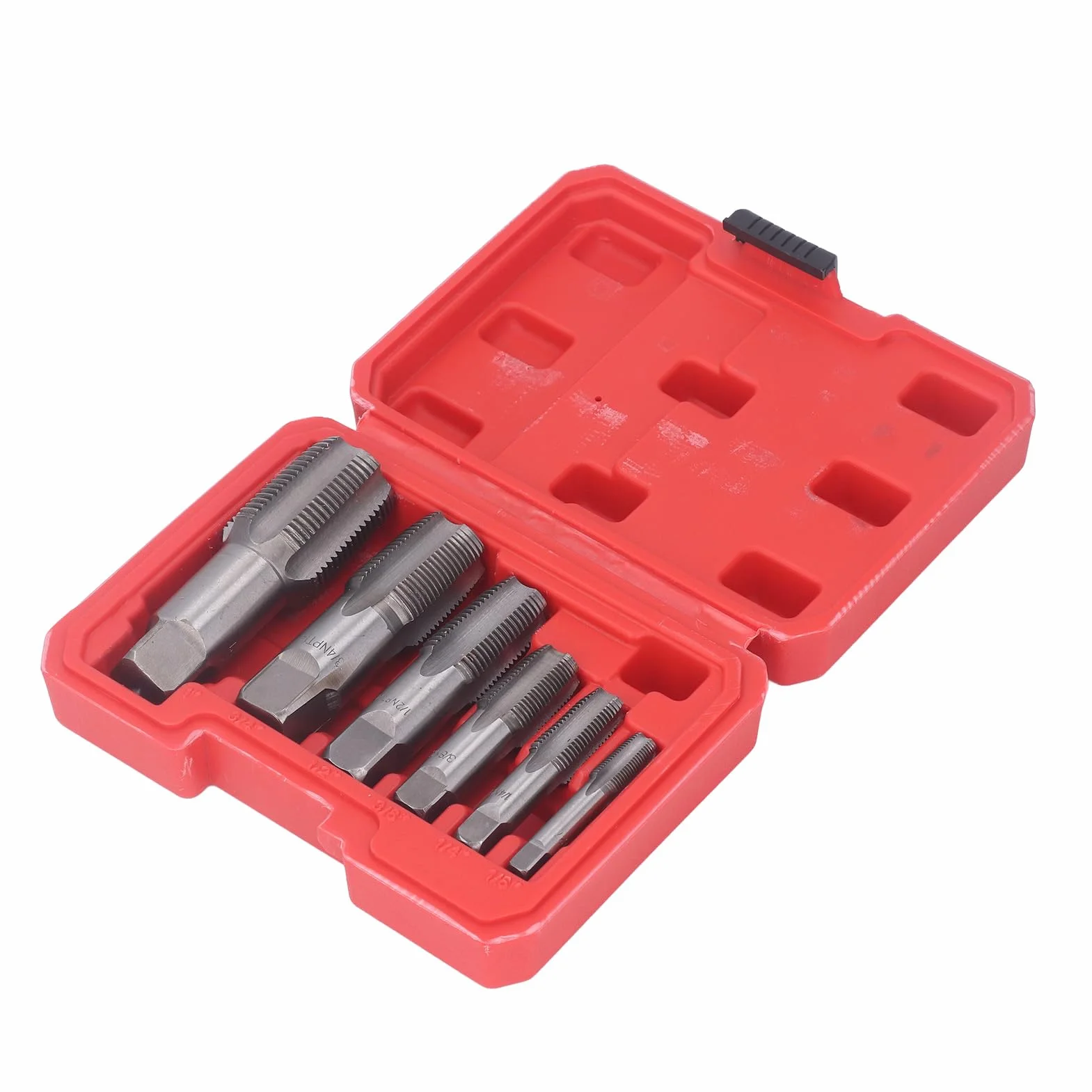 Set di Rubinetti per Tubi 6 Pezzi, Kit di Strumenti per Filettatura in Acciaio Al Carbonio 1 Pollice 3/4 Pollici 1/2 Pollici 3/8 Pollici 1/4 Pollici 1/8 Pollici per Tubi in