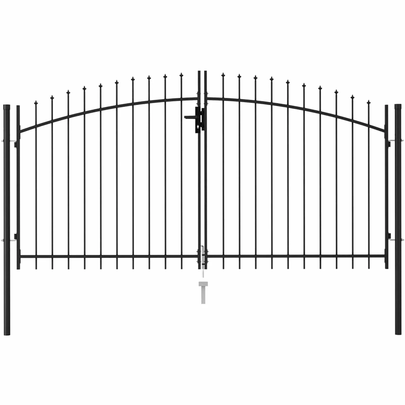 Gecheer Cancello da Giardino a Doppia Anta con Punte a Lancia in Acciaio Nero 300x150/175/200 cm 400x200/248 cm,Cacello per Recinzione,Cancello in Metallo,Cancello da Esterno,Cancello in Acciaio