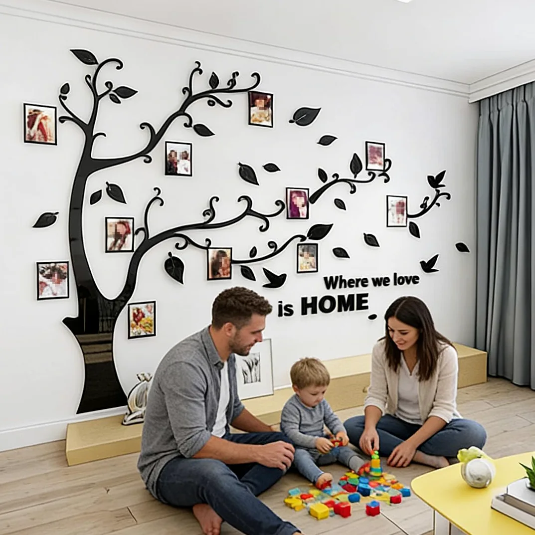 3D Albero Adesivi Fai da te Albero Adesivo da Parete Cornici per Foto Sticker Decorazioni Albero Della Vita da Parete per Soggiorno Camera da Letto Adesivo Muro(Adesivo Nero Destra,L: 175 * 230CM)