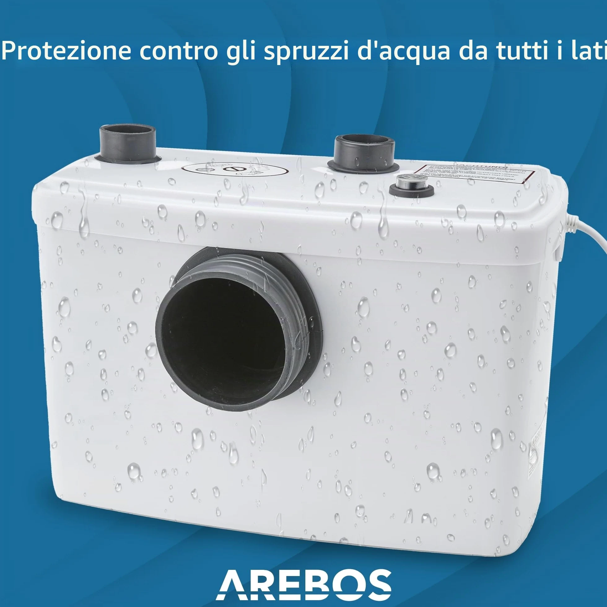 Arebos Trituratore WC Maceratore Pompa Sanitario per Acque Reflue | 600W | 100L-min | per WC, doccia, lavandino | Bianco
