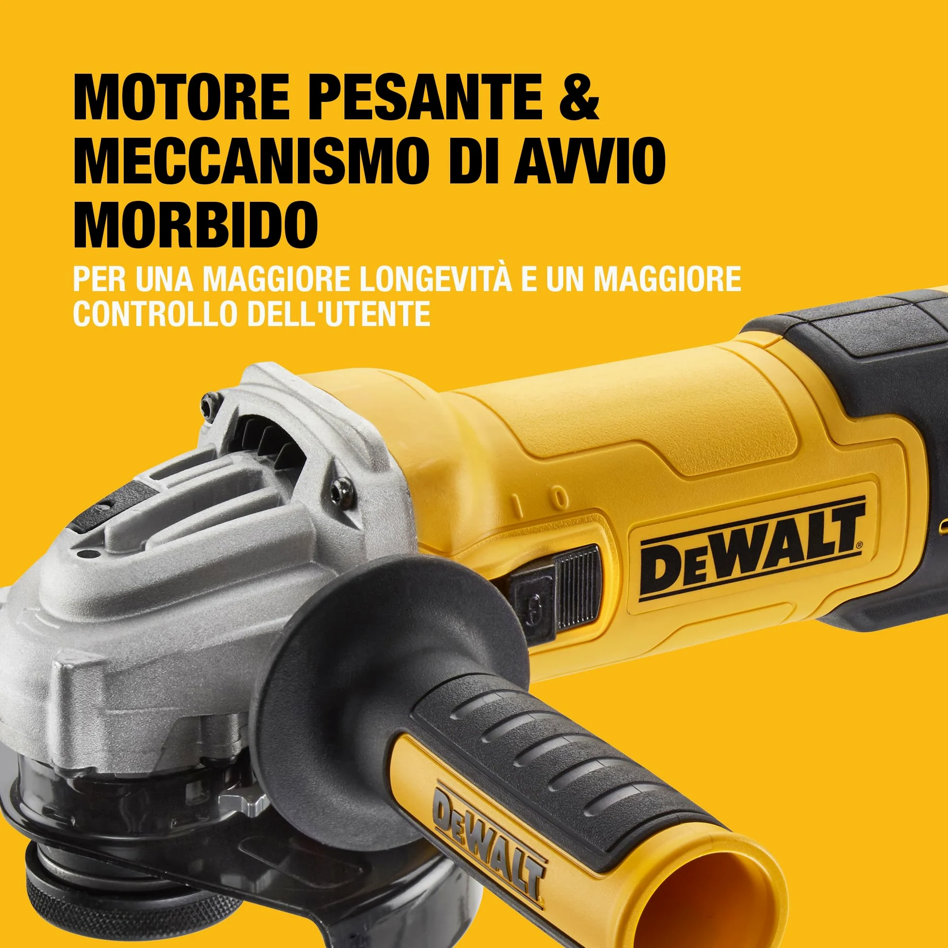DEWALT 1500W 125mm Smerigliatrice Angolare a Velocità Variabile con Interruttore No-Volt - Kit di Levigatura, DWE4257KT-QS