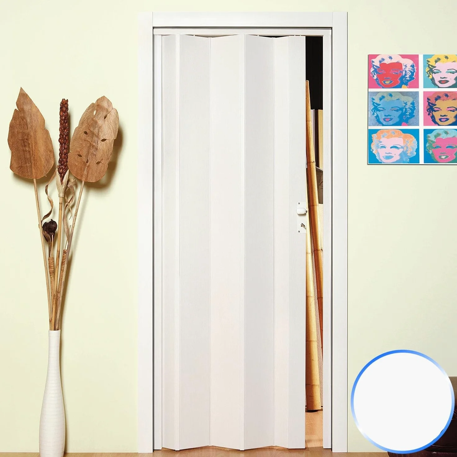 Porta a Soffietto da Interno in PVC Bianco Pastello 83x214 cm mod. Maya