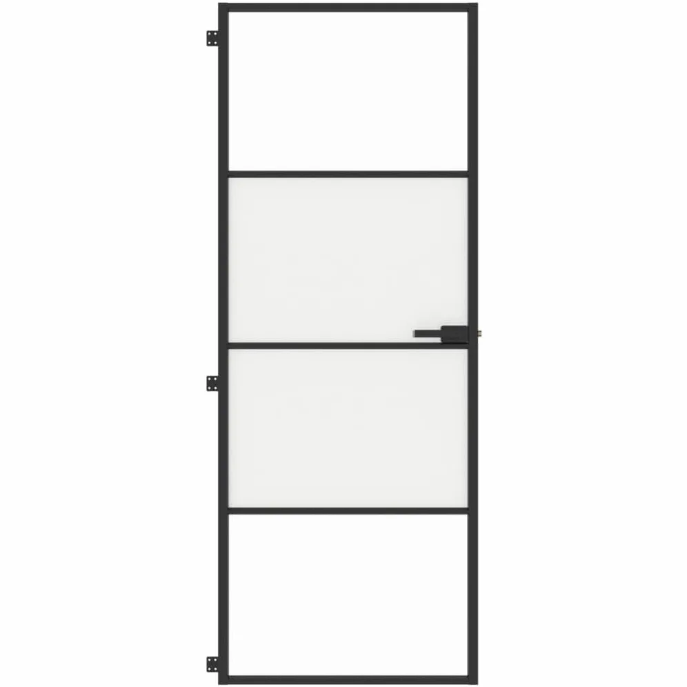 Porta per Interni Nera 76x201,5cm Vetro Temperato e Alluminio,Porta Interna,Porte Da Interno,Porte Interne Casa(SPU:155116)