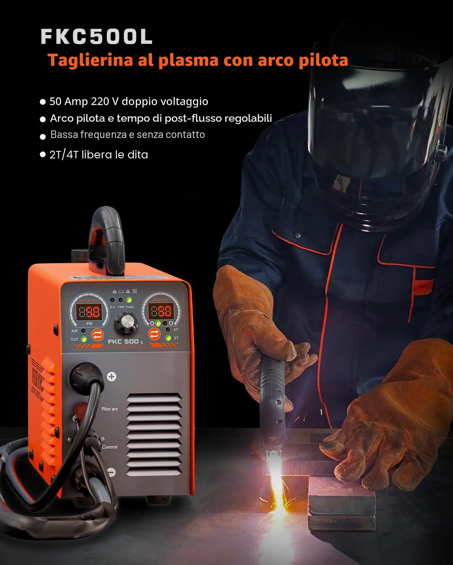 FEIFANKE 230V 50A Taglio Plasma Torcia Da Taglio A Bassa Frequenza IGBT 2T/4T Senza Contatto con Blow Back per Il Taglio Di Acciaio Inox Alluminio E Rame Spessore Massimo Di Taglio 25mm