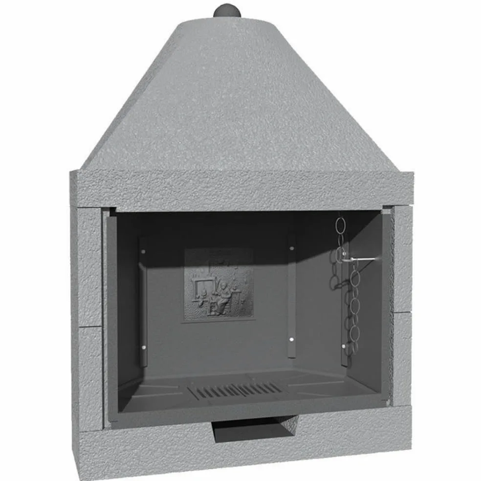 Camino Legna Prefabbricato Ghisa Focolare Aperto M110 TGH Design Ambiente Arredo Interni Riscaldamento