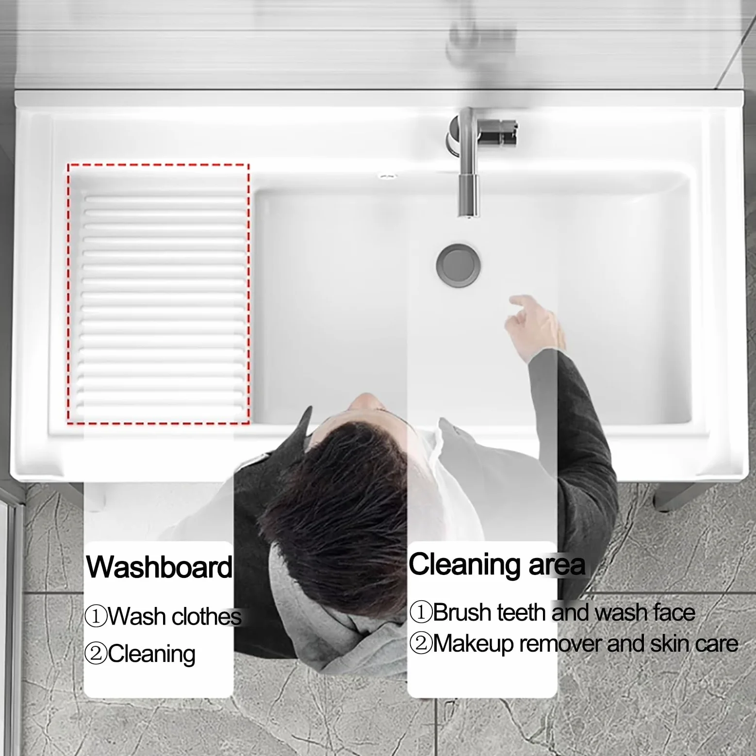 Lavandino In Ceramica Bianco, Lavabo Autoportante Con Rubinetto, Lavatoio Con Piedistallo Supporto In Acciaio Inossidabile, Lavello Per Lavanderia, Per Lavanderia, Ripostiglio, Garage, Cantina (Size