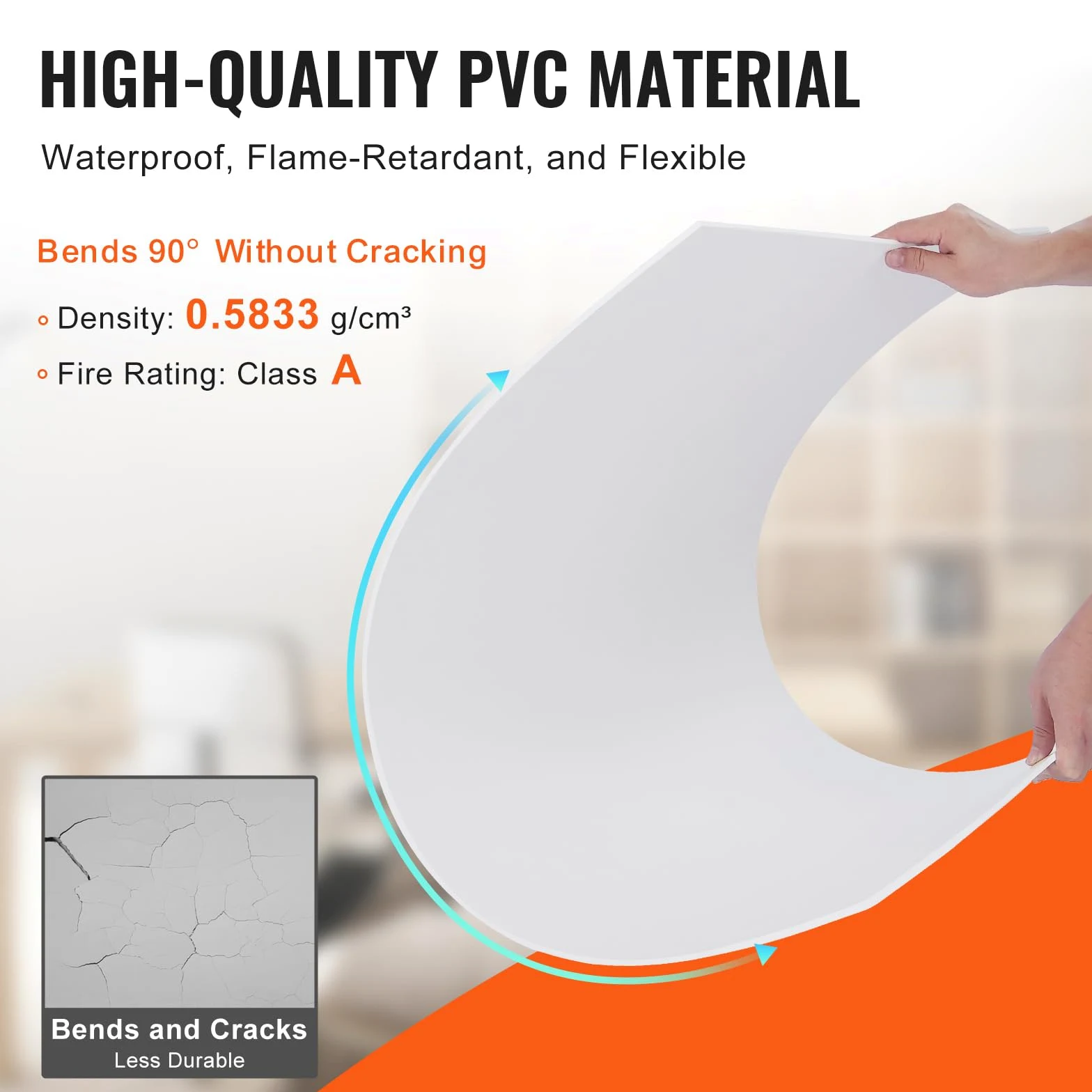 VEVOR Pannelli per Controsoffitto 605 x 1213 mm Pannelli per Soffitto Confezione 10, Buona flessibilità, Facile Installazione, Rivestimento per Soffitto per Decorazione di Casa/Ufficio, Bianco Liscio