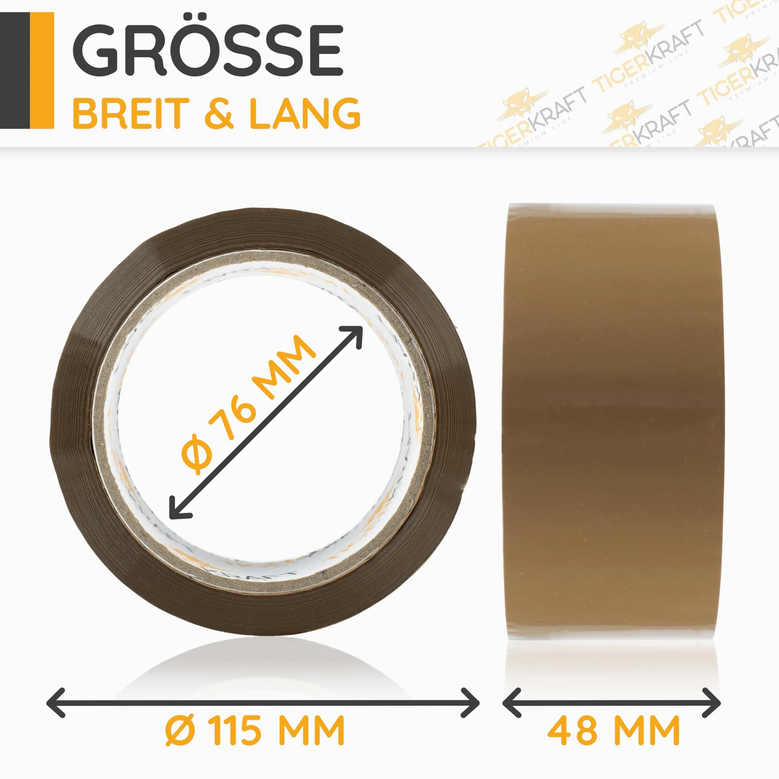 TIGERKRAFT – Nastro adesivo a basso rumore con avvolgitore – Nastro adesivo resistente ai raggi UV – Nastro adesivo ogni 48 mm x 66 m / 48 micron – Nastro per imballaggio per spedizione, magazzino,