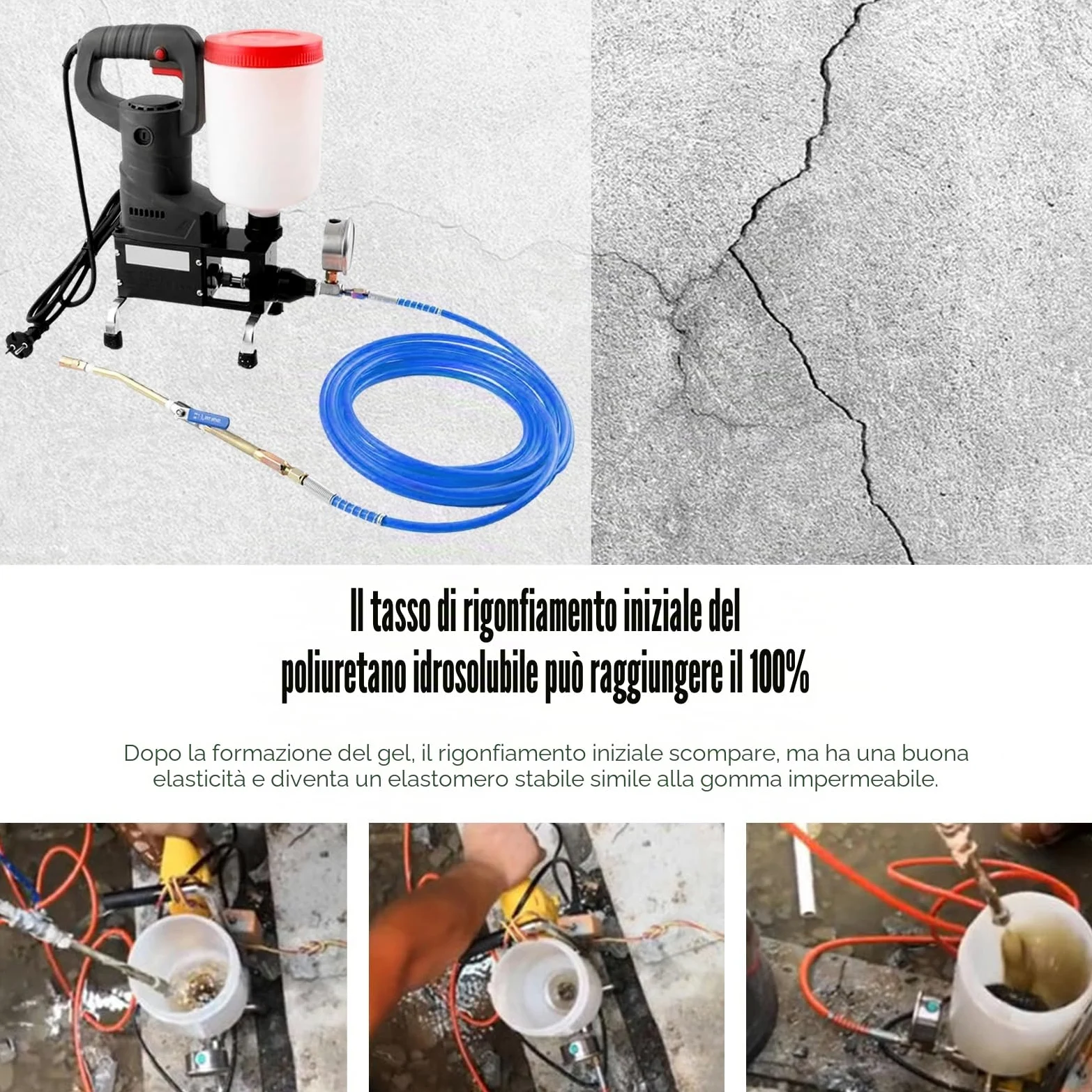 Macchina Per Iniezione Ad Alta Pressione, 1100W 2L Macchina Giunzioni Pavimenti Pompa Iniezione Ad Alta Pressione Macchina Per Perfusione A Iniezione Con Manometro Utilizzata Per Riparare Case Edifici