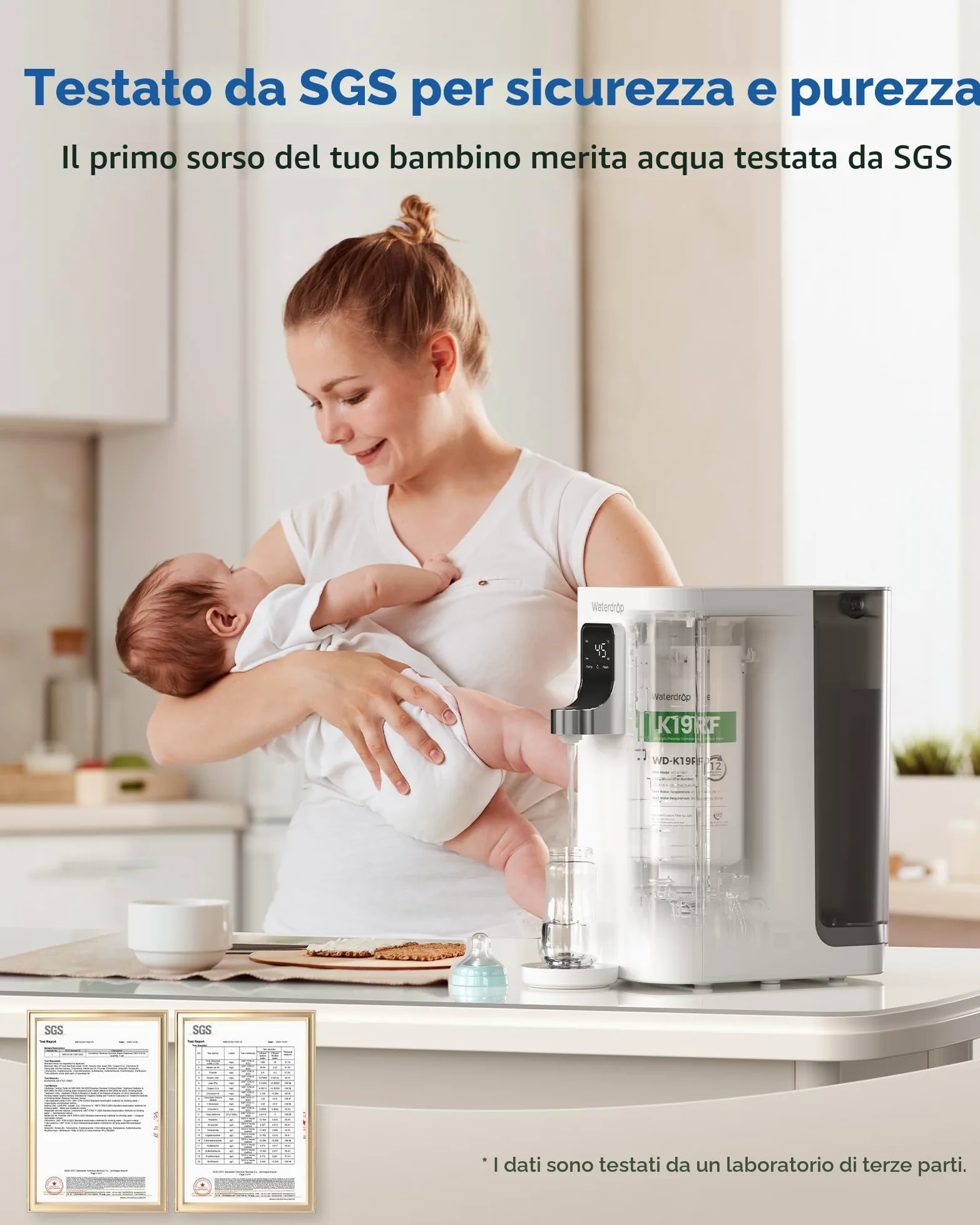 Waterdrop K19-H Riscaldatore Istantaneo con Osmosi Inversa, Distributore Acqua da Tavolo Senza Allacciamento, Riduzione TDS, 4 Livelli Temperatura, Acqua Senza Calcare