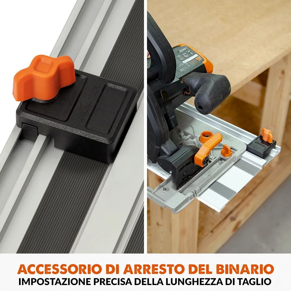 Evolution Power Tools ST1400-G2 Guida per Seghe Circolari/Binario | Universale per la maggior parte delle marche Makita, Bosch, Festool | 1,4 m (2 x 700 mm) Accessorio di arresto finale incluso