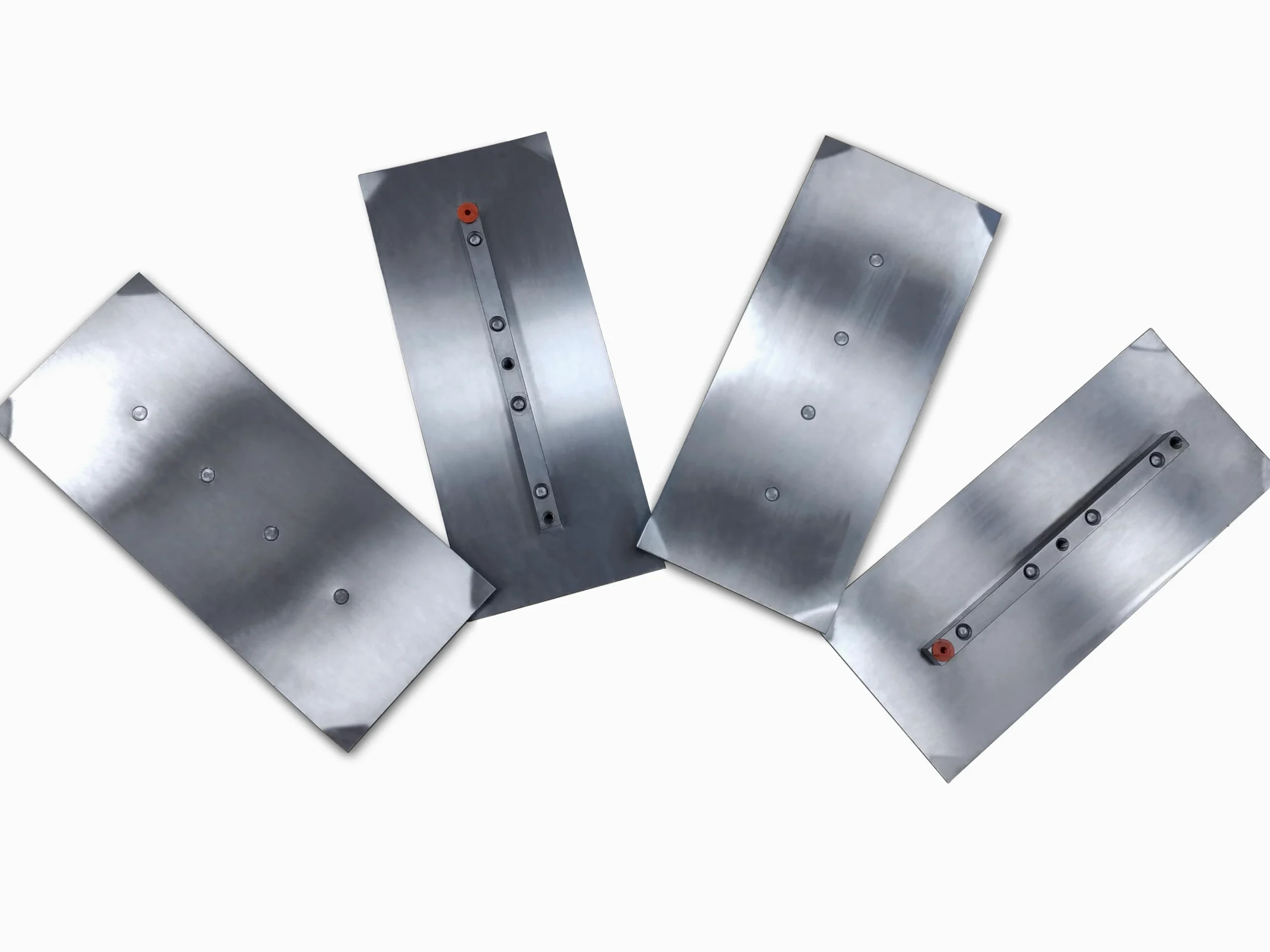 Set di Pale per Lisciatrice Elicottero da Ø900 mm | 4 Pezzi | 35,5x15 cm | Filettatura M8 | Spessore 1,6 mm | Distanza tra viti 12 cm | in Acciaio | Pezzo di Ricambio