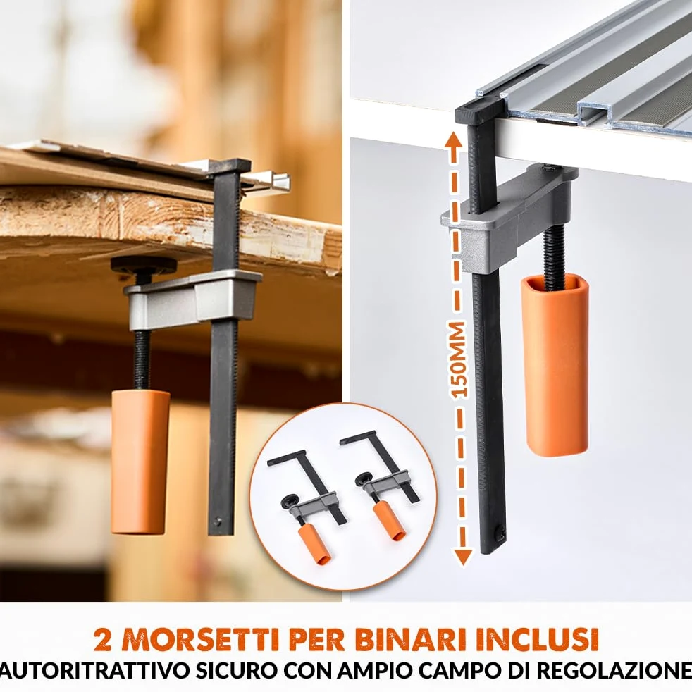 Evolution Power Tools ST1400-G2 Guida per Seghe Circolari/Binario | Universale per la maggior parte delle marche Makita, Bosch, Festool | 1,4 m (2 x 700 mm) Accessorio di arresto finale incluso