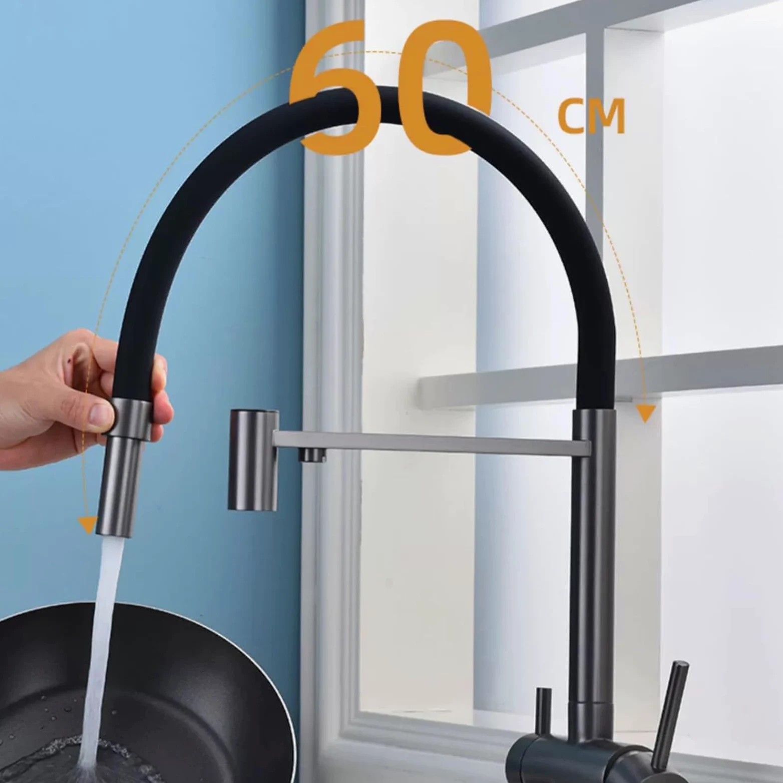 XJTNLB Miscelatore Cucina 3 Vie Acciaio Inox Oro Spazzolato+Bianco Rubinetto Tre Vie con Doccetta Estraibile Miscelatore Cucina con Doccetta Estraibile
