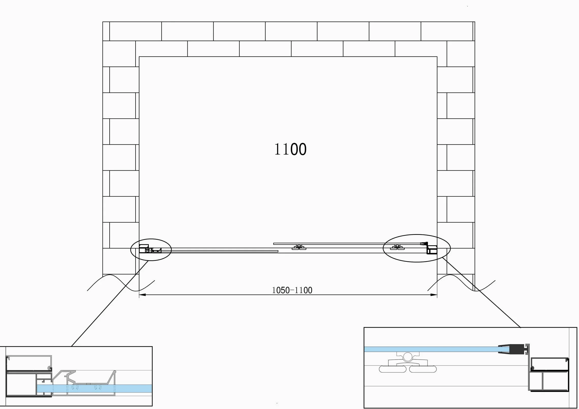 Porta Doccia Scorrevole Bagno Nicchia vetro 6 mm Anti-calcare H.190 (105-110 H.190 cm)