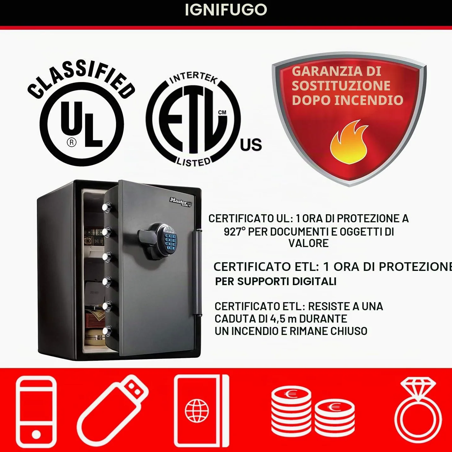 Master Lock Security Safe with Digital Combination LFW205FYC, 56L