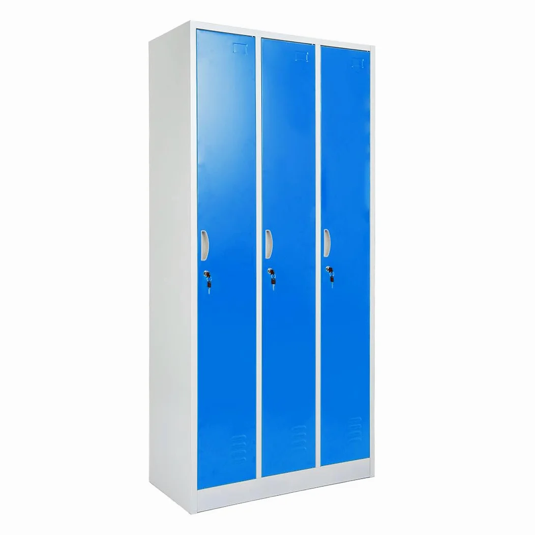 Danieli | Armadietto metallico spogliatoio a 3 ante per palestra e scuola. Armadietto con ante blu